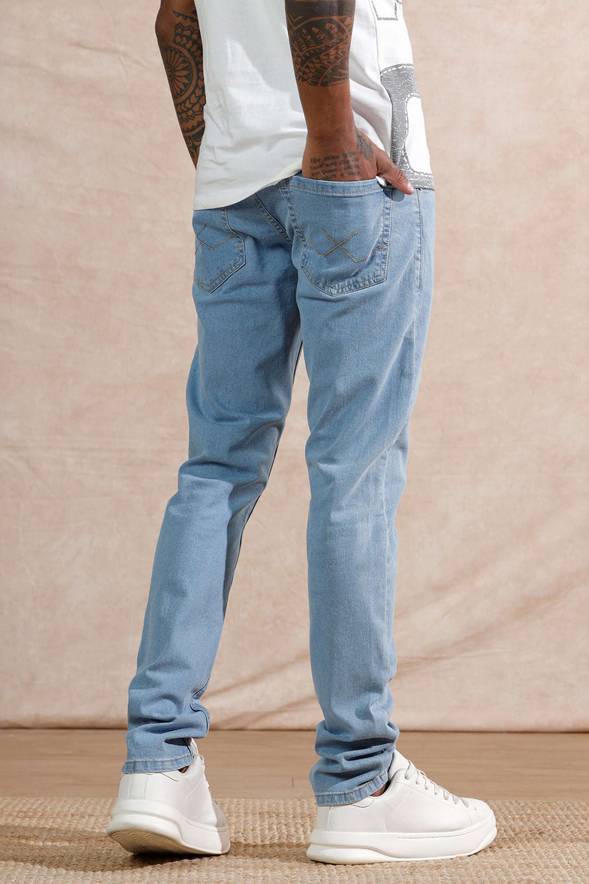 Light-Wash-Cotton-Tapered-Fit-Men-s-Jeans