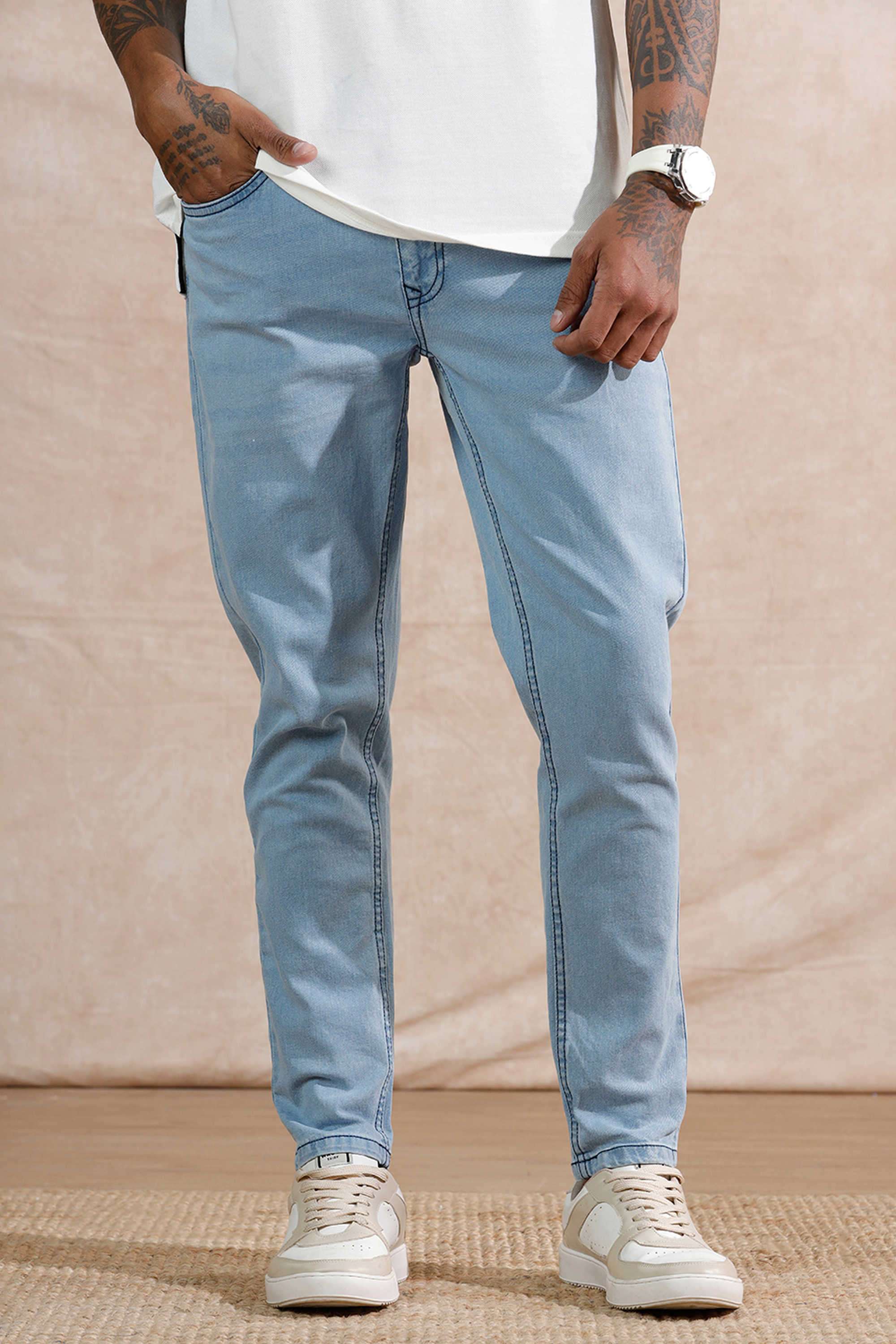 Light-Wash-Cotton-Super-Skinny-Fit-Men-s-Jeans