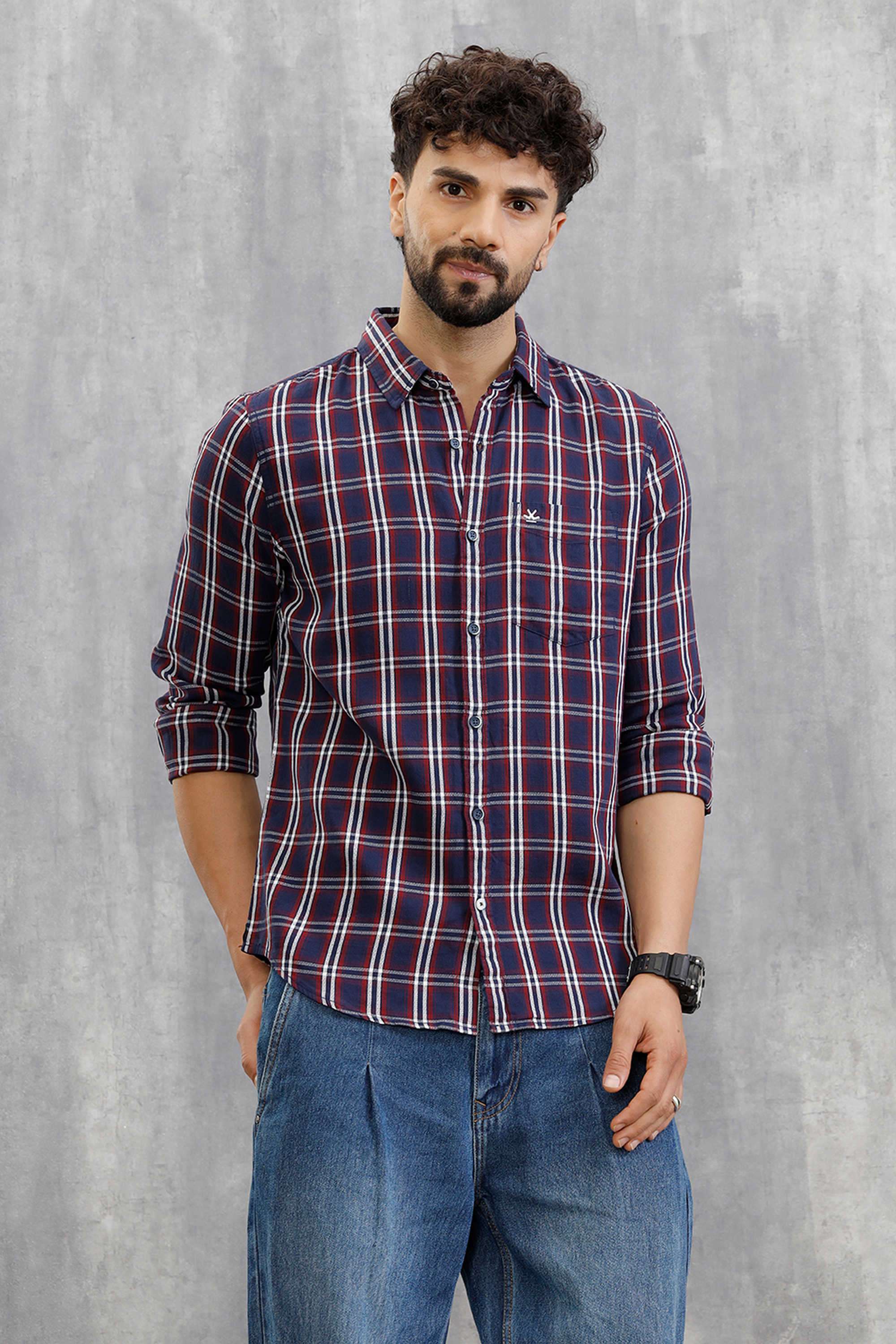 Checks-Cotton-Slim-Fit-Men-s-Casual-Wear-Shirt