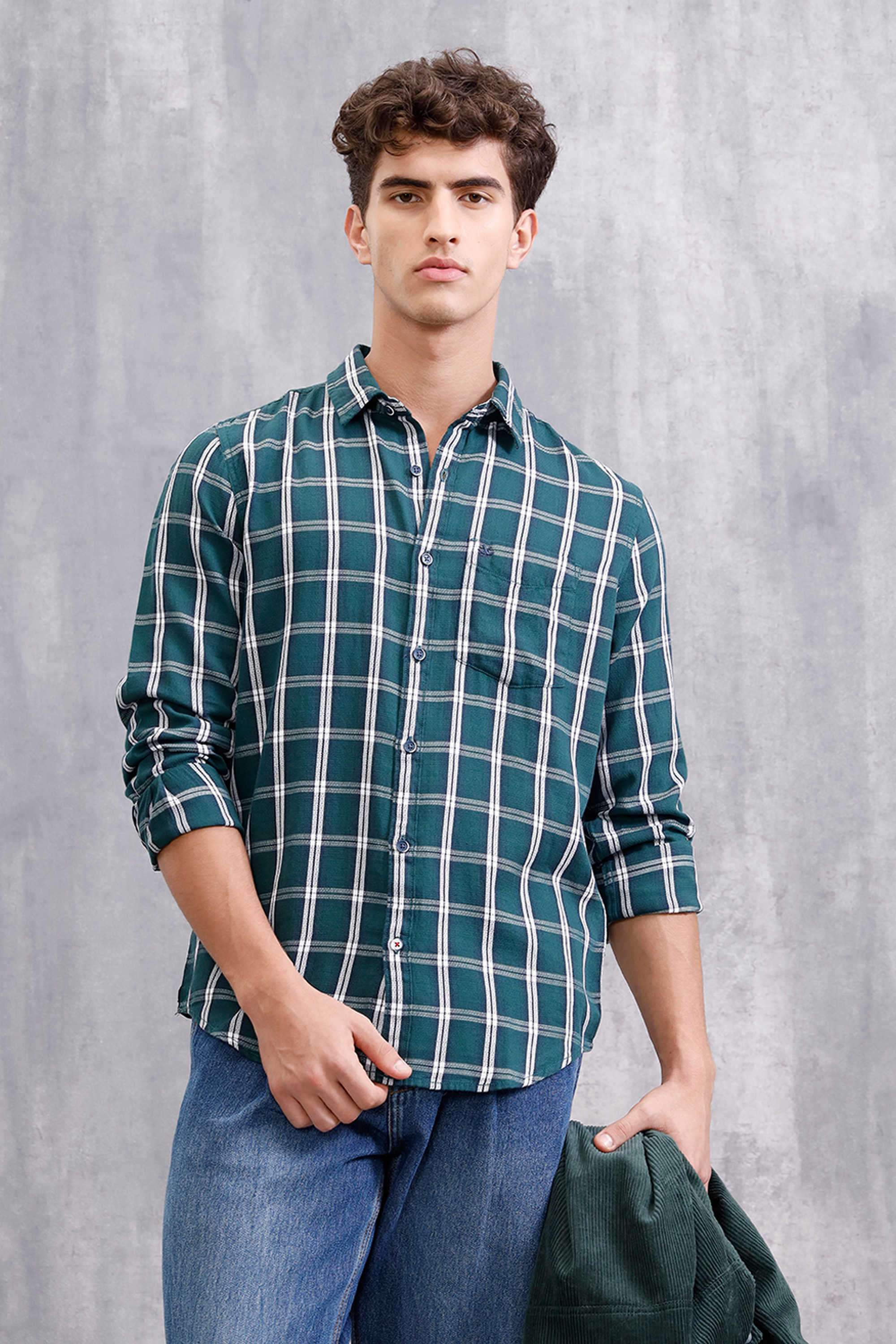 Checks-Cotton-Slim-Fit-Men-s-Casual-Wear-Shirt