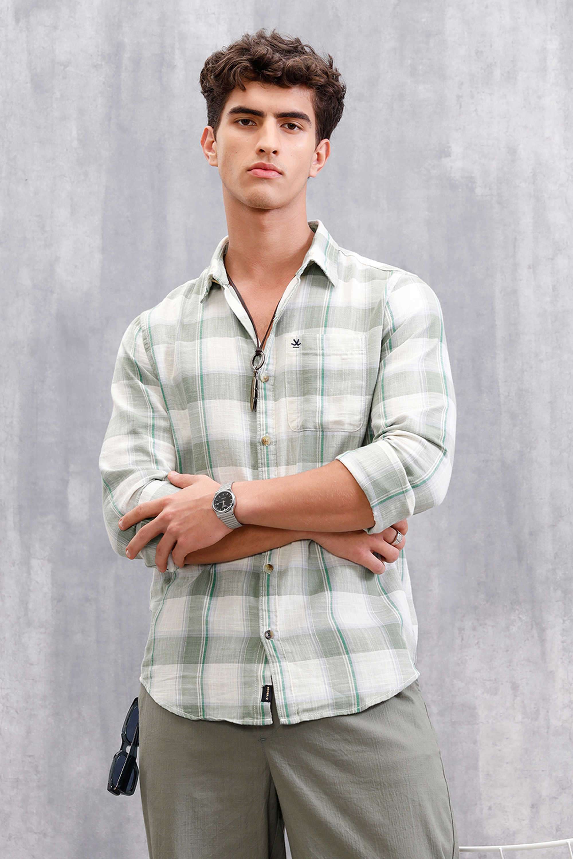 Checks-Cotton-Slim-Fit-Men-s-Casual-Wear-Shirt
