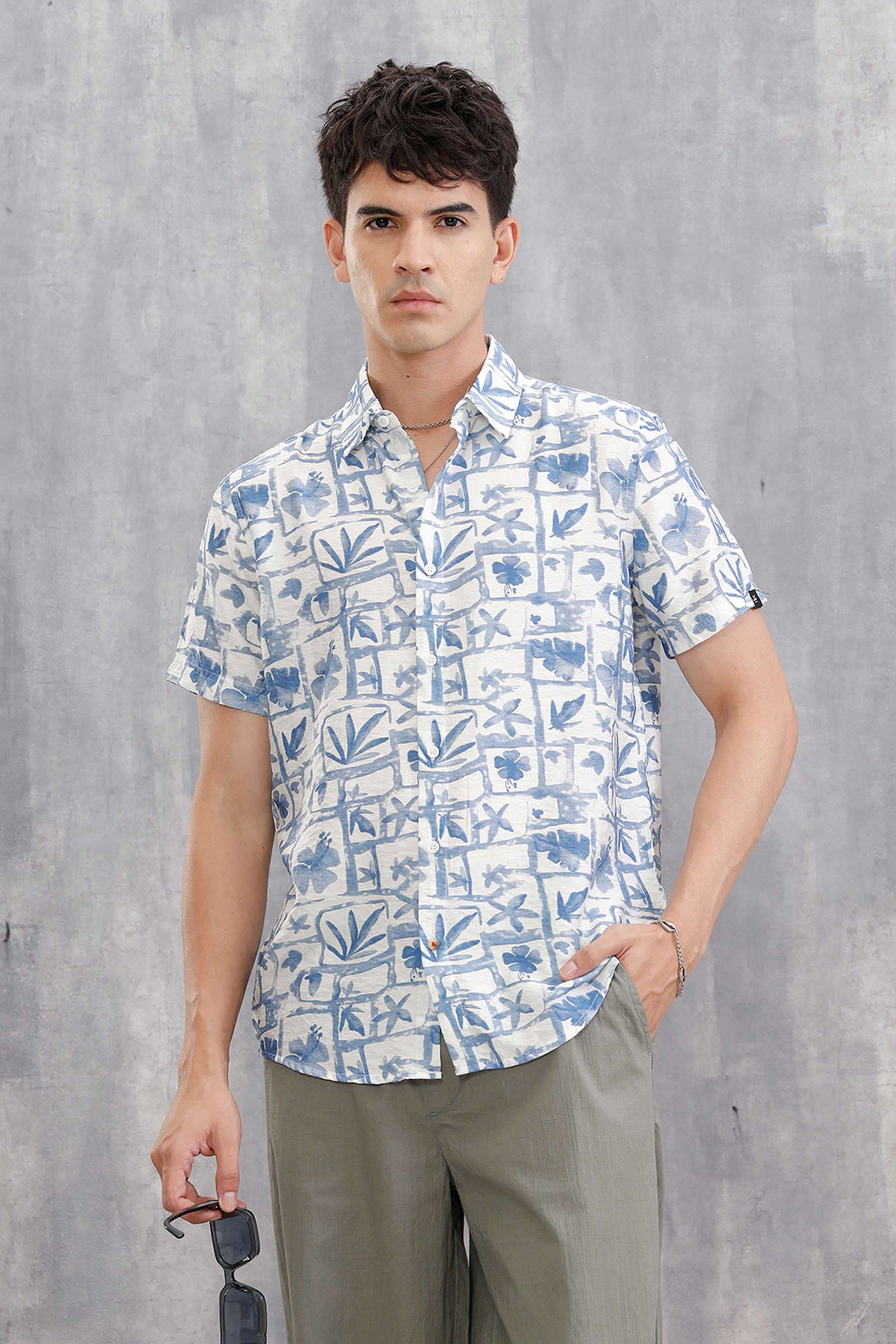 Printed-Nylon-Slim-Fit-Men-s-Casual-Wear-Shirt