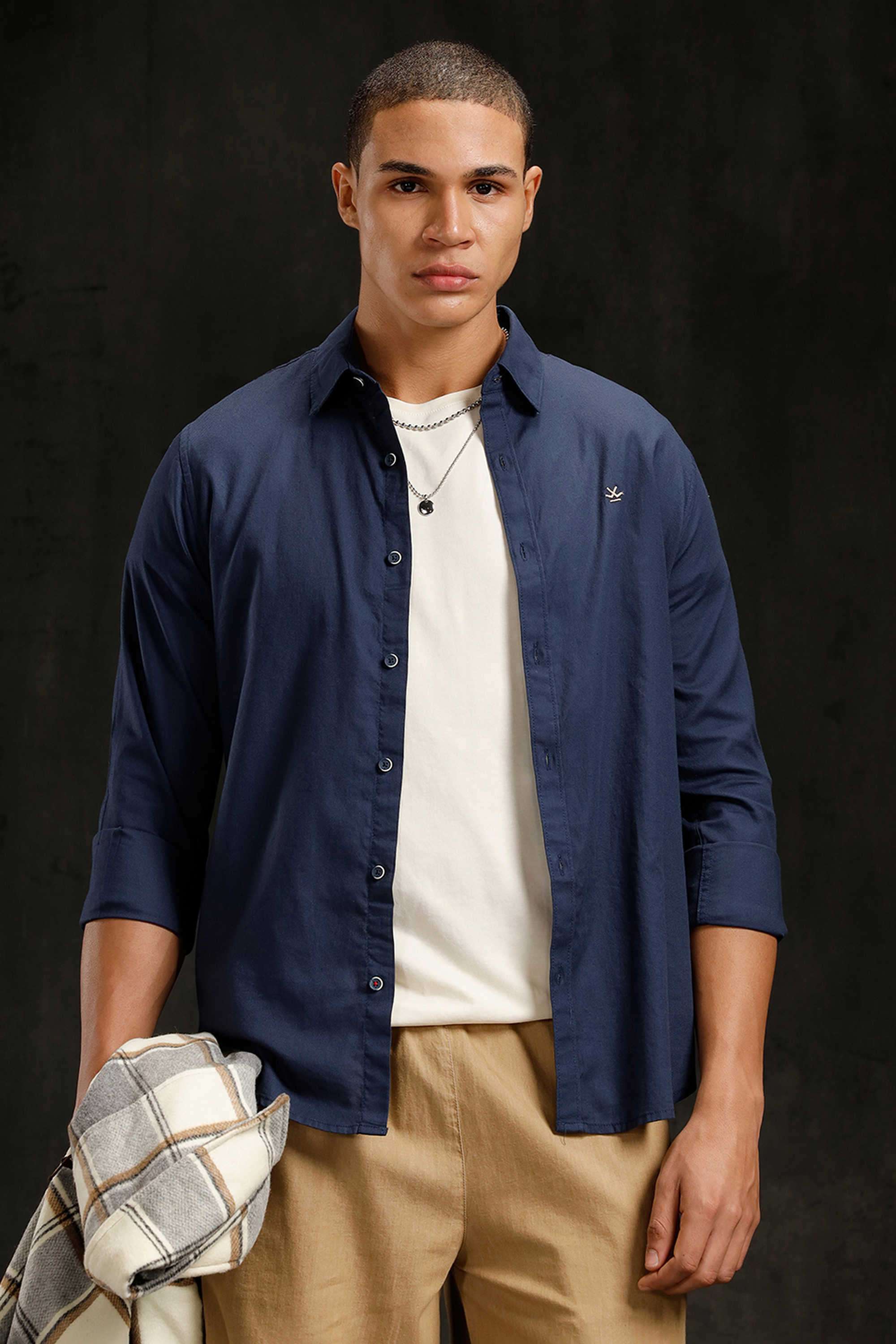 Solid-Cotton-Slim-Fit-Men-s-Casual-Wear-Shirt