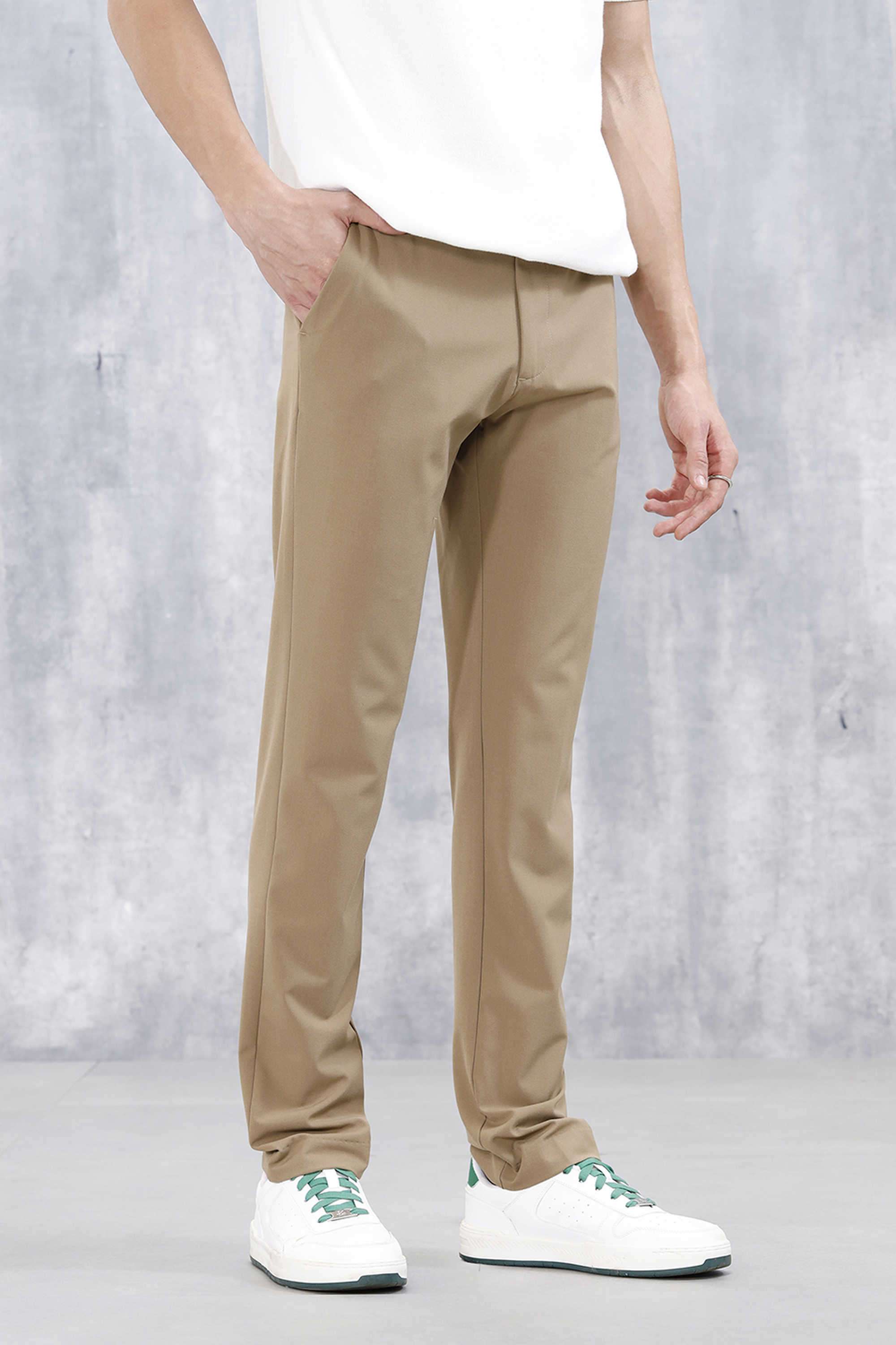 Solid-Polyester-Slim-Fit-Men-s-Casual-Trousers