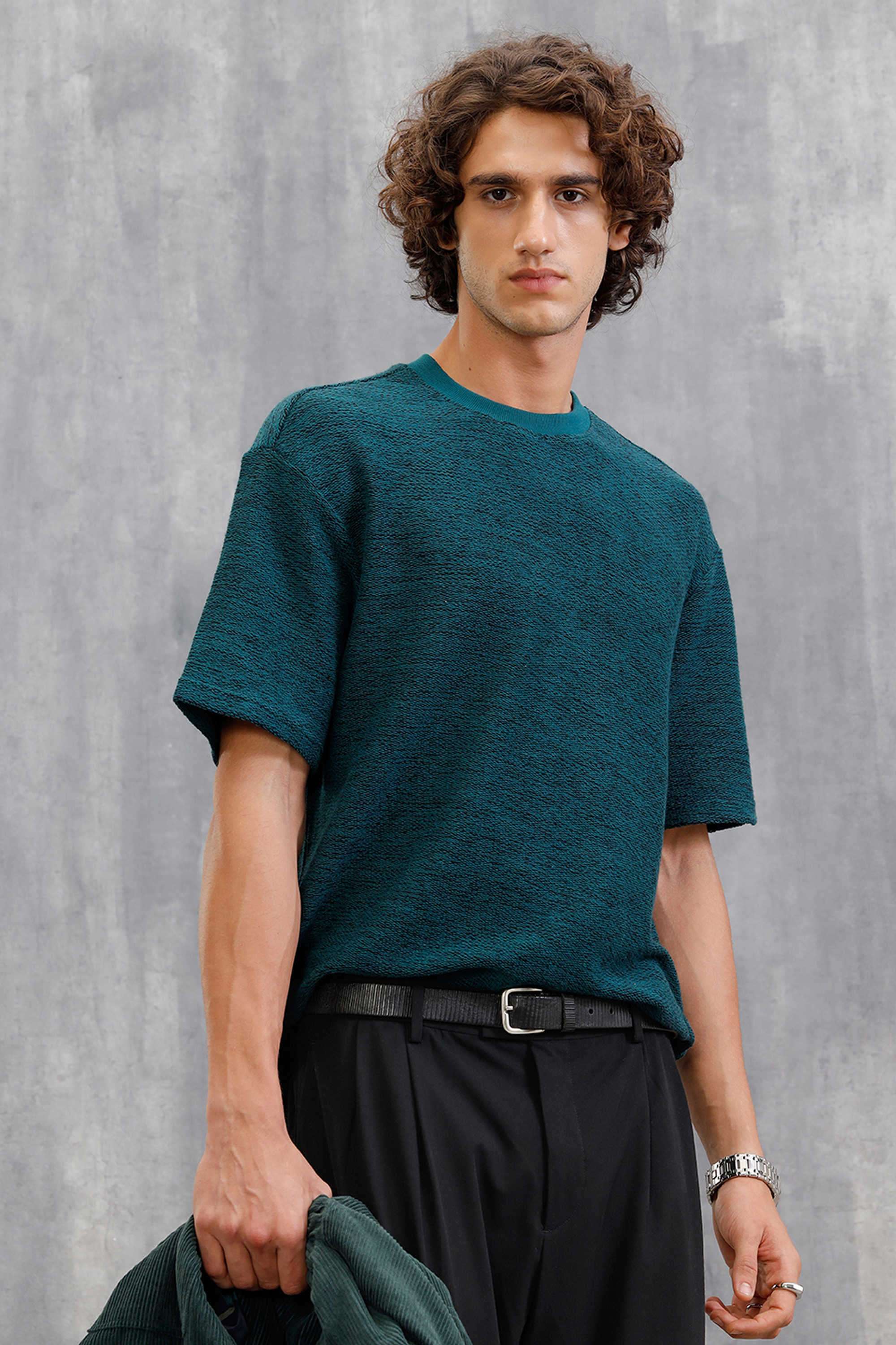 Textured-Cotton-Round-Neck-Men-s-T-Shirt