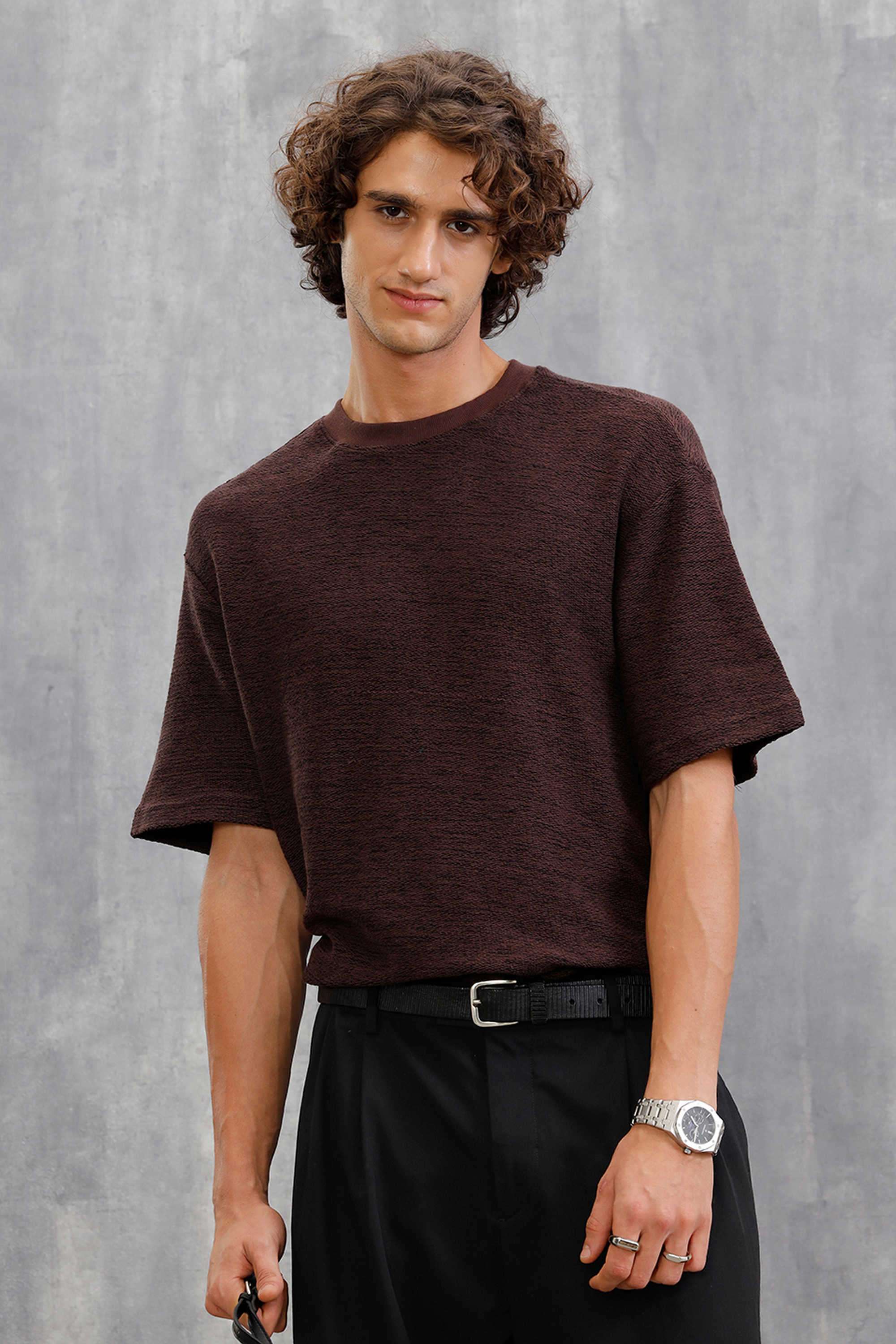 Textured-Cotton-Round-Neck-Men-s-T-Shirt
