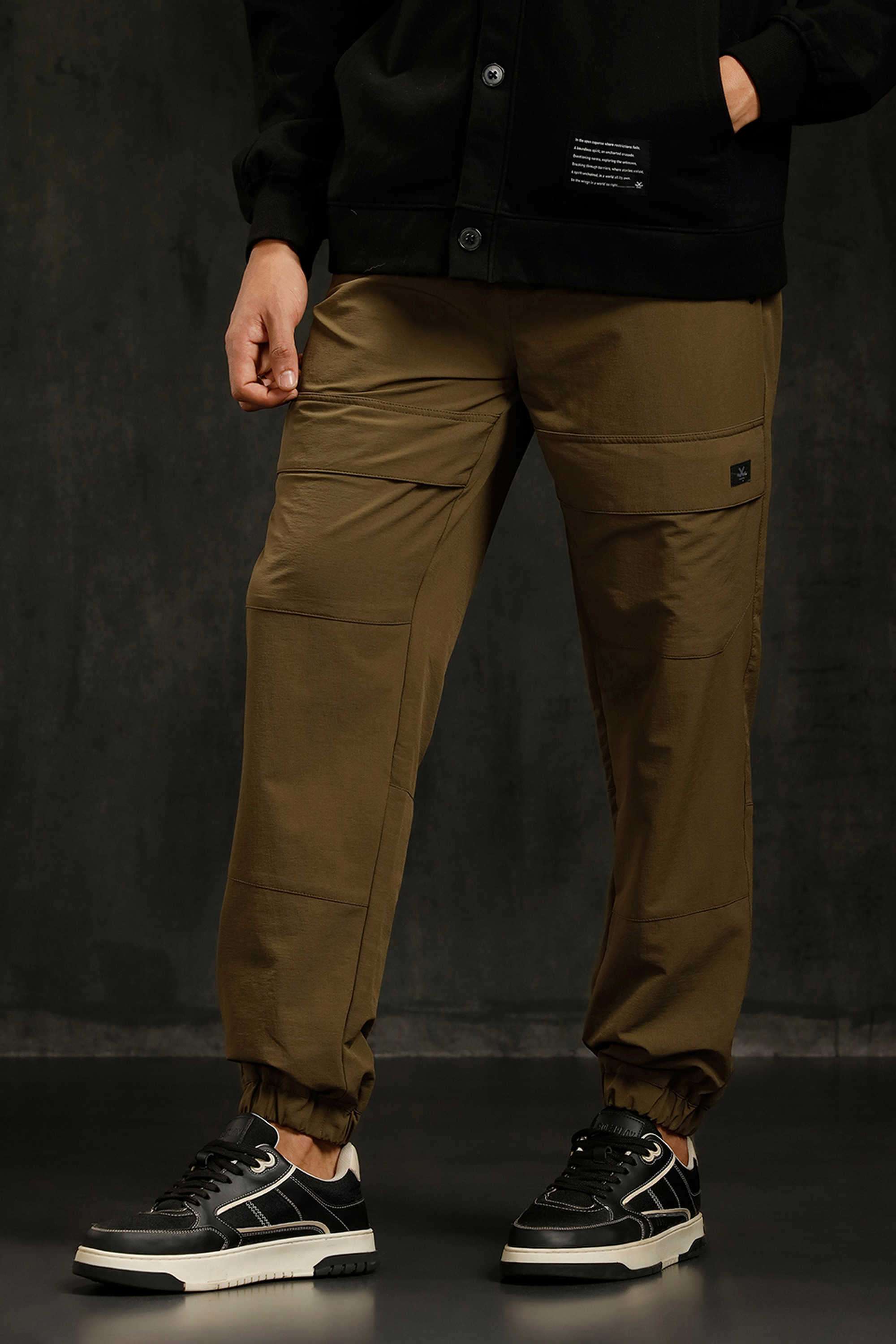 Solid-Nylon-Relaxed-Fit-Men-s-Casual-Trousers