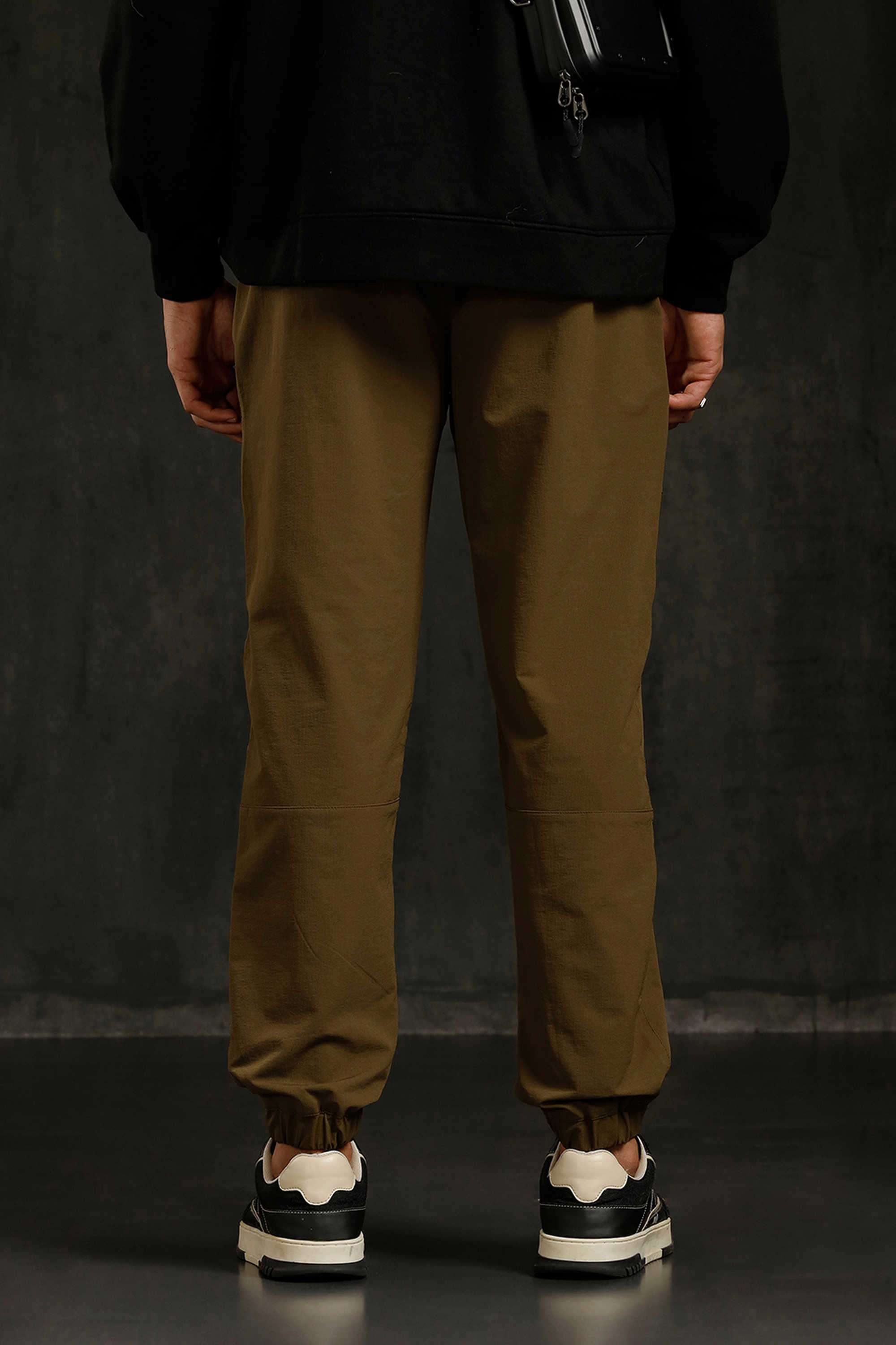 Solid-Nylon-Relaxed-Fit-Men-s-Casual-Trousers