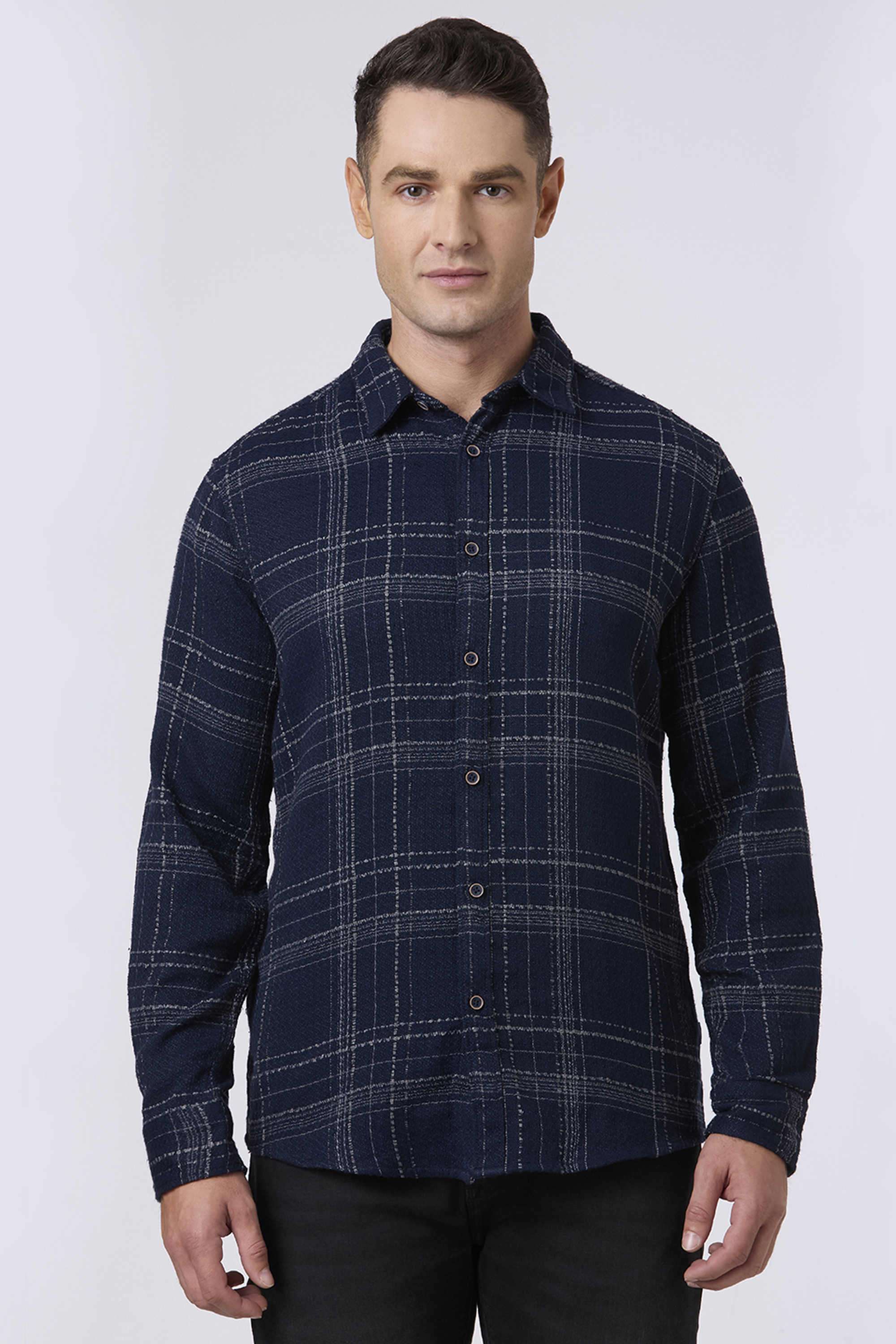Checks-Poly-Cotton-Regular-Fit-Men-Casual-Shirt