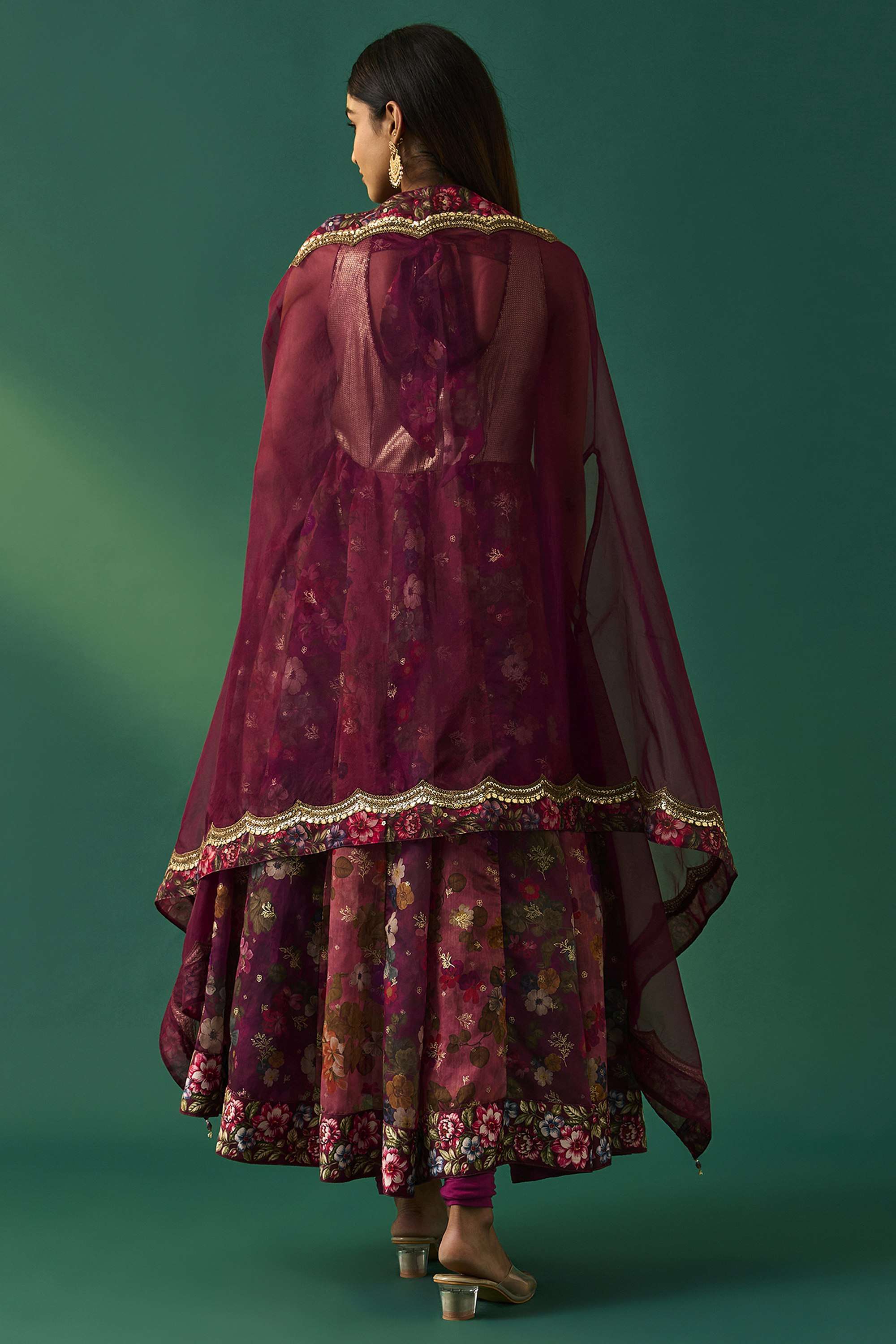 Floral-Polyester-Scoop-Neck-Women-s-Festive-Wear-Kurta-Set