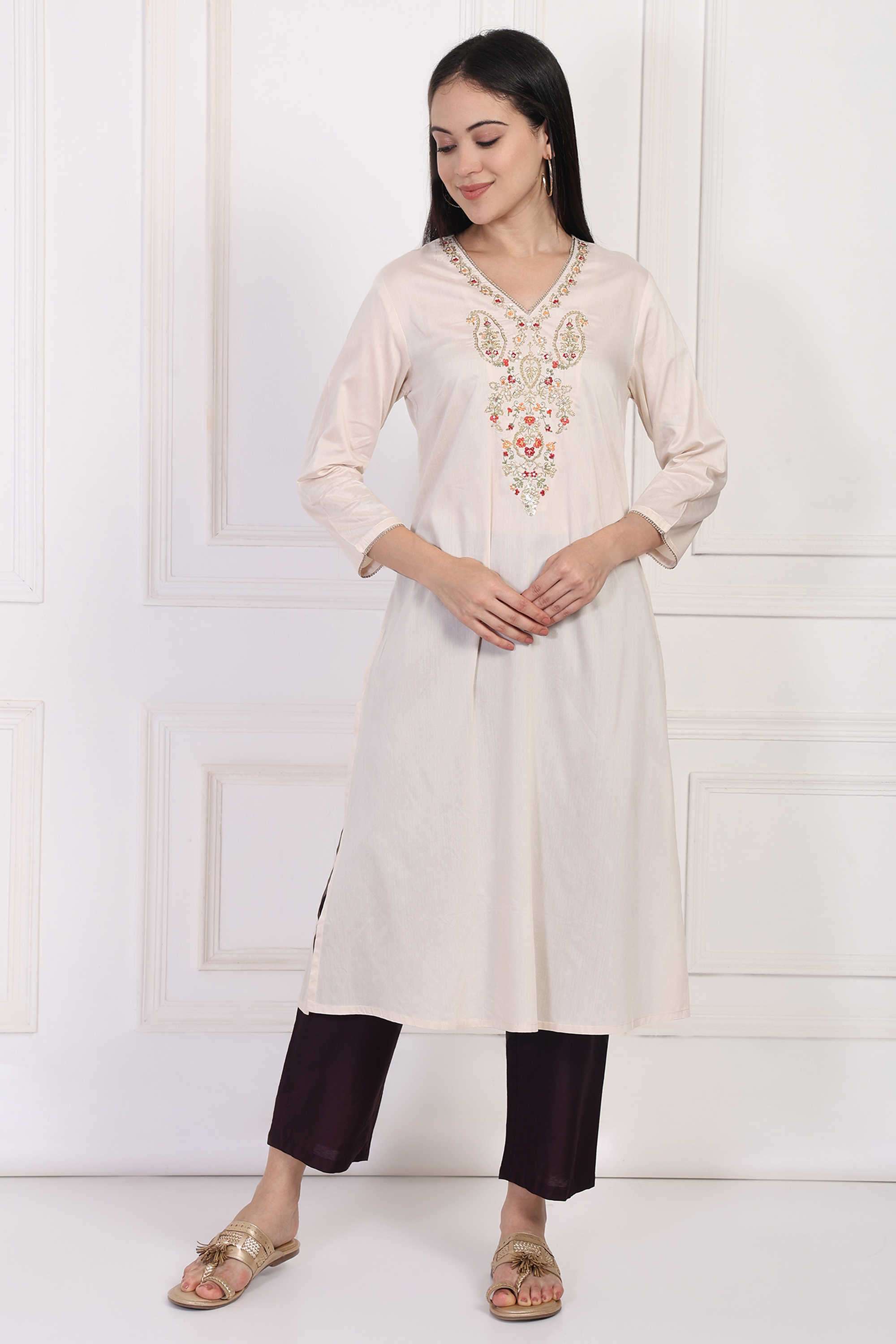 Embroidered-Blended-Fabric-Women-s-Festive-Wear-Kurta