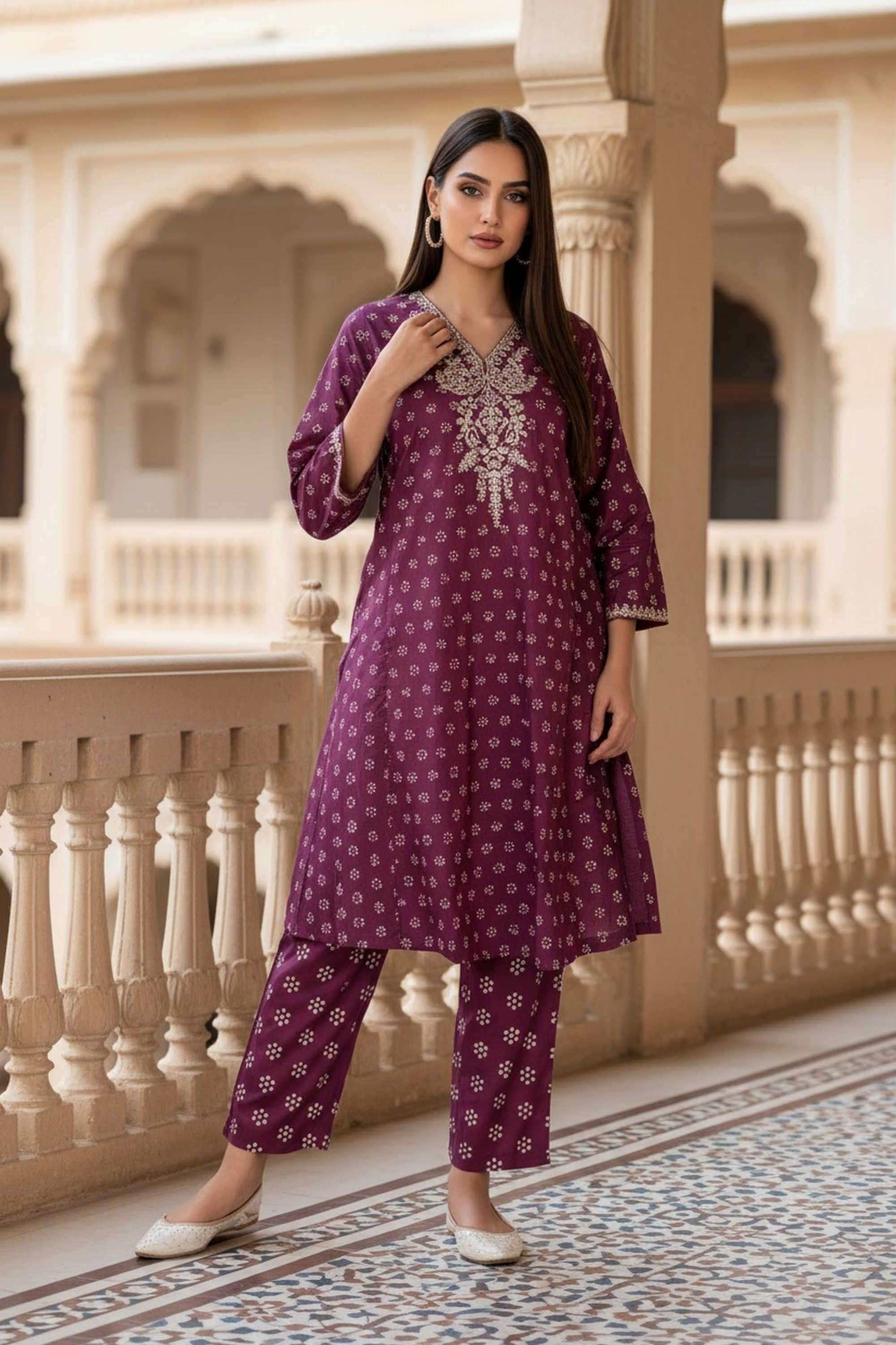 Textured-Blended-Fabric-Women-s-Festive-Wear-Kurta