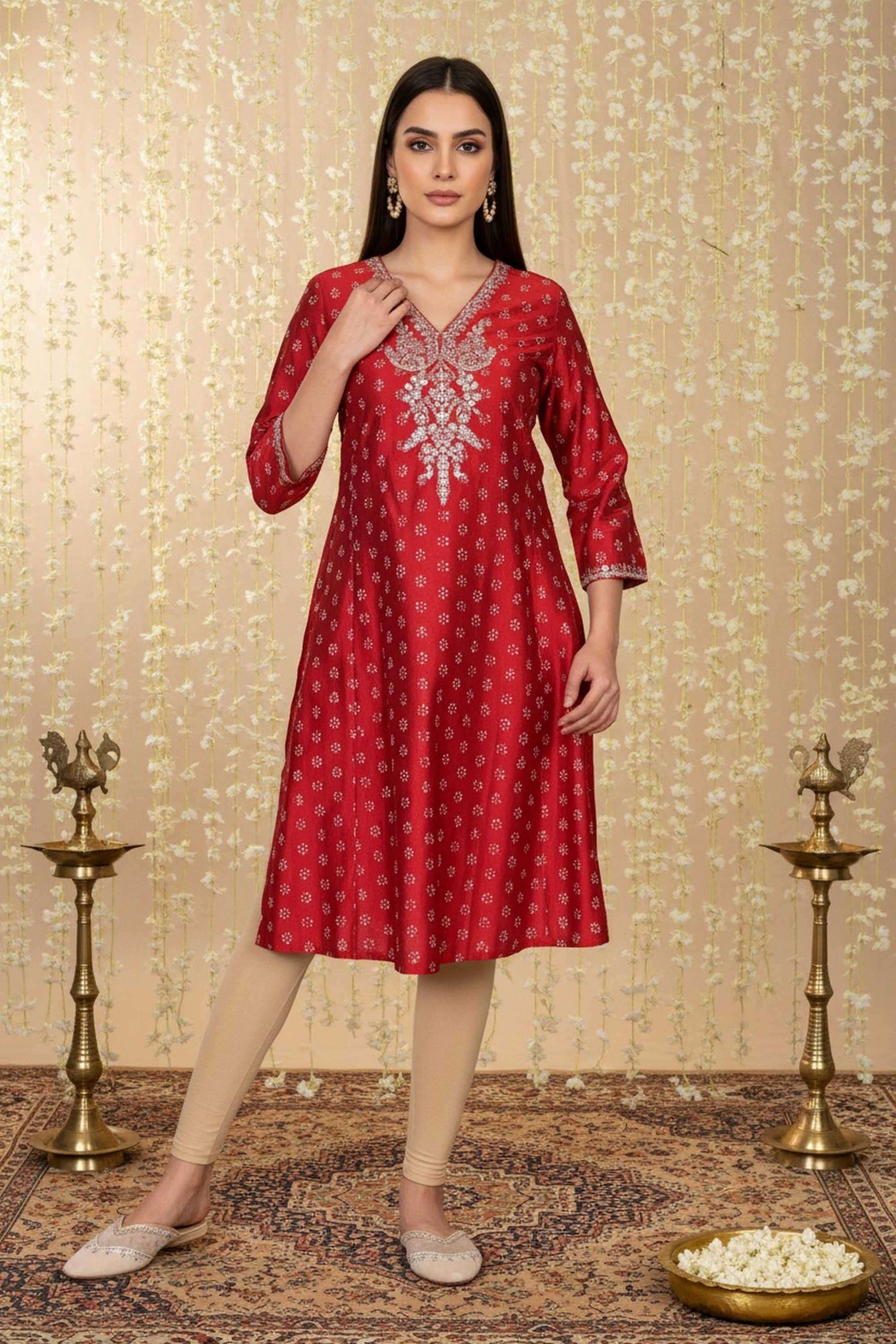 Textured-Blended-Fabric-Women-s-Festive-Wear-Kurta