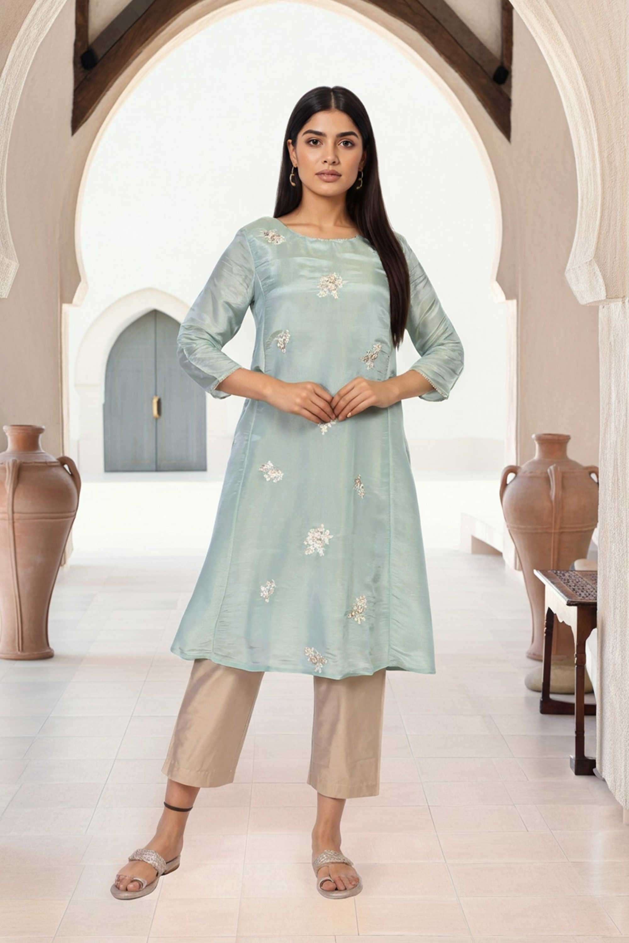Embroidered-Blended-Fabric-Women-s-Festive-Wear-Kurta