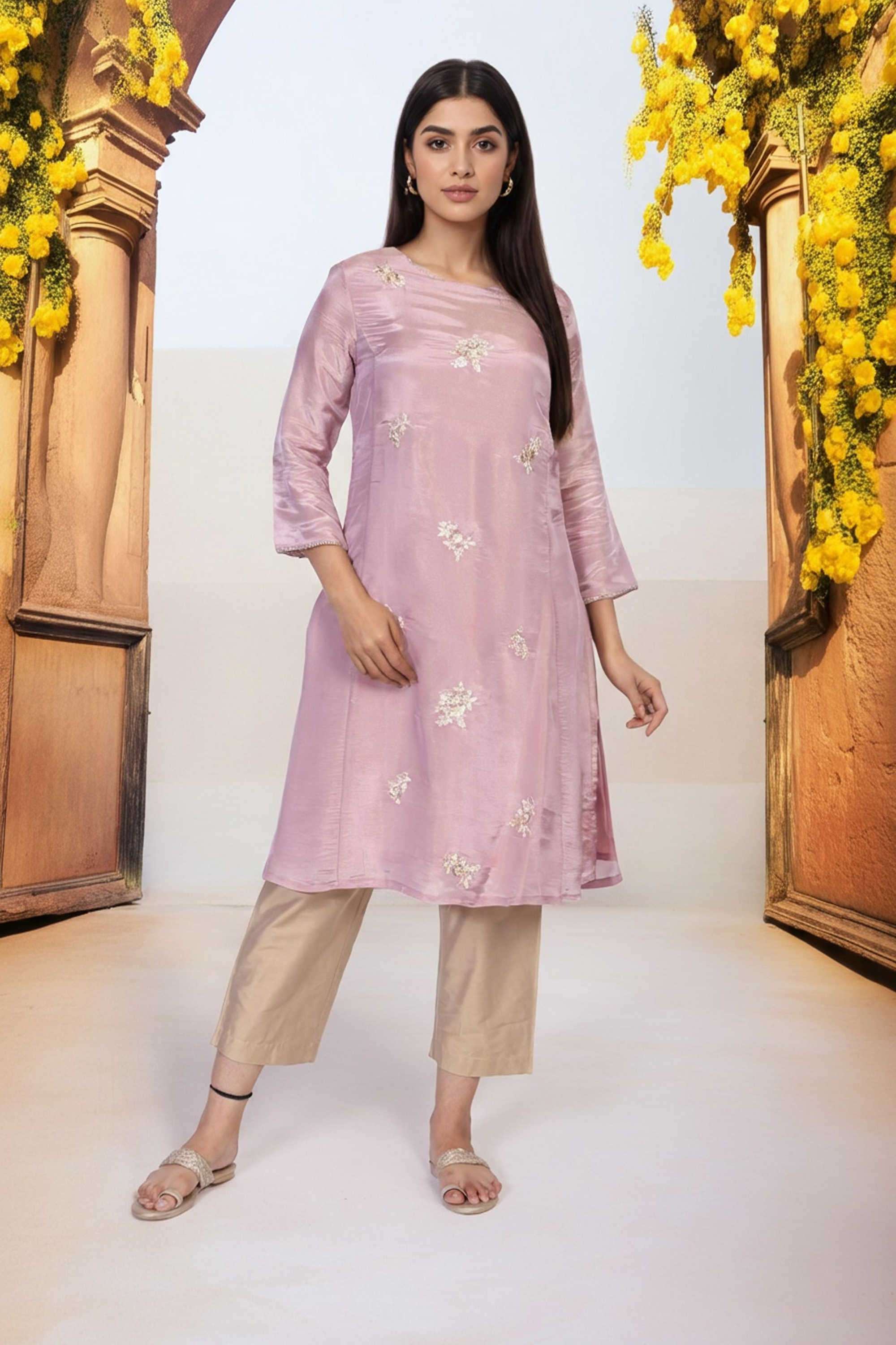 Embroidered-Blended-Fabric-Women-s-Festive-Wear-Kurta