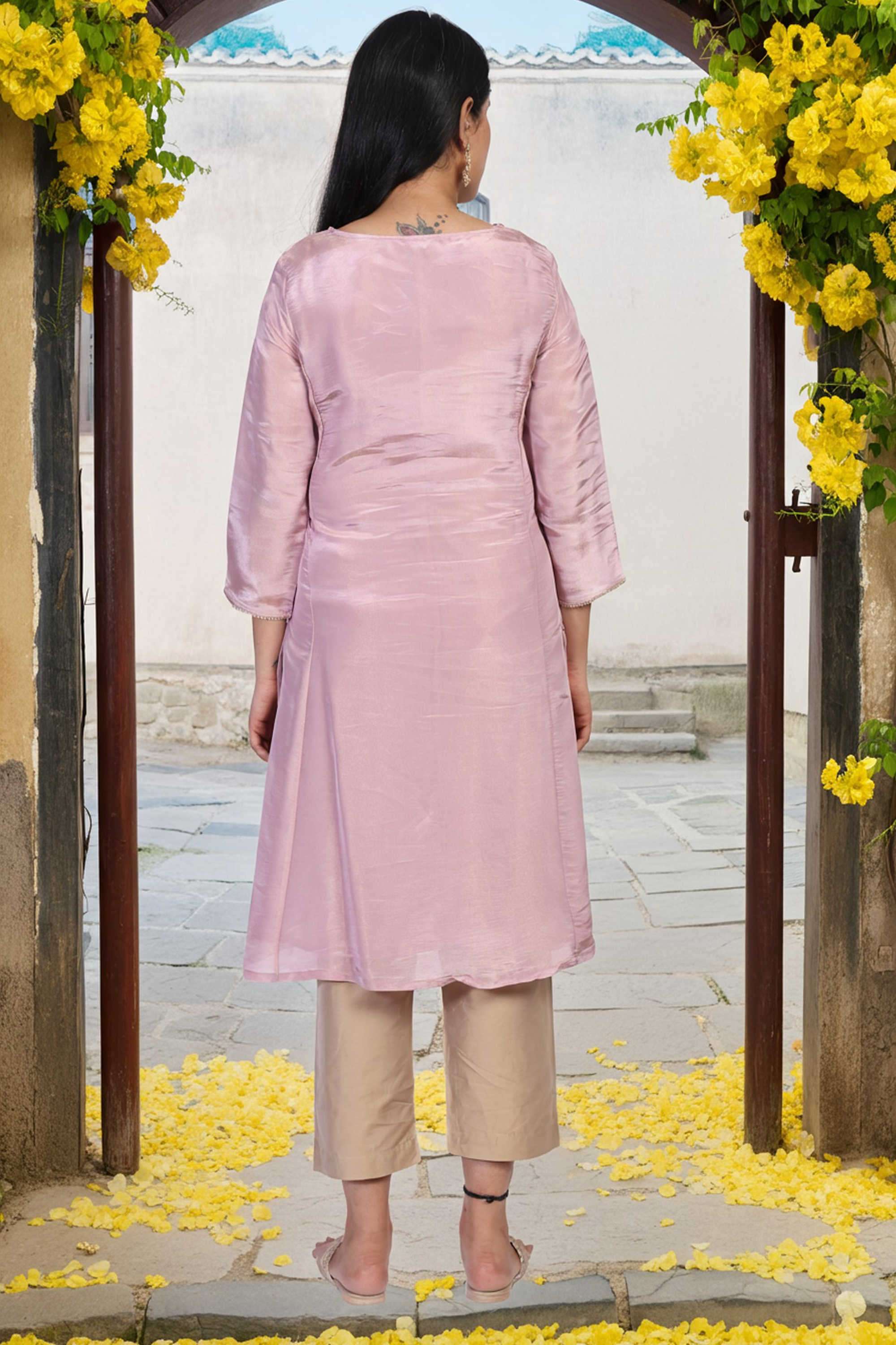 Embroidered-Blended-Fabric-Women-Casual-Wear-Kurta