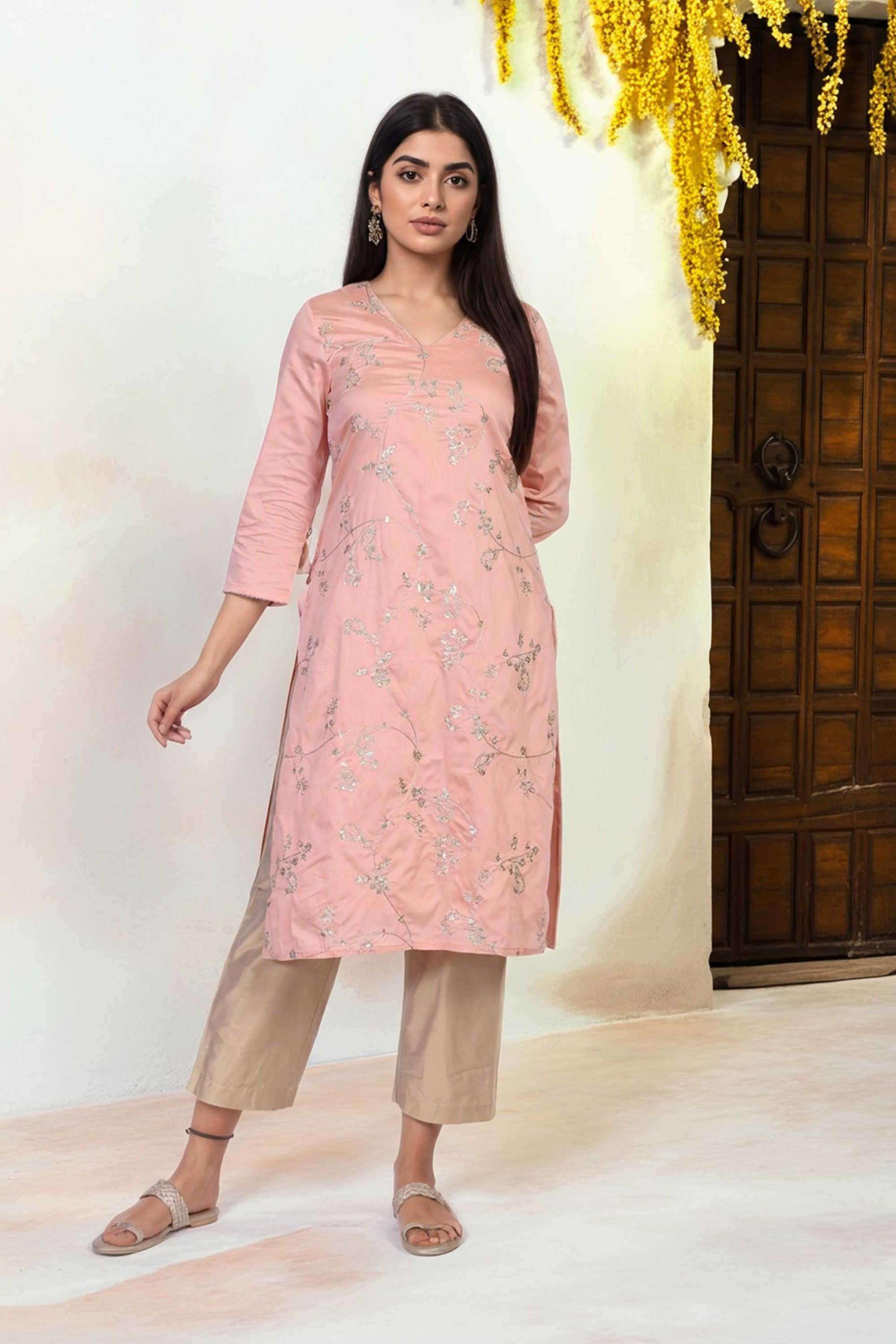 Embroidered-Blended-Fabric-Women-s-Festive-Wear-Kurta