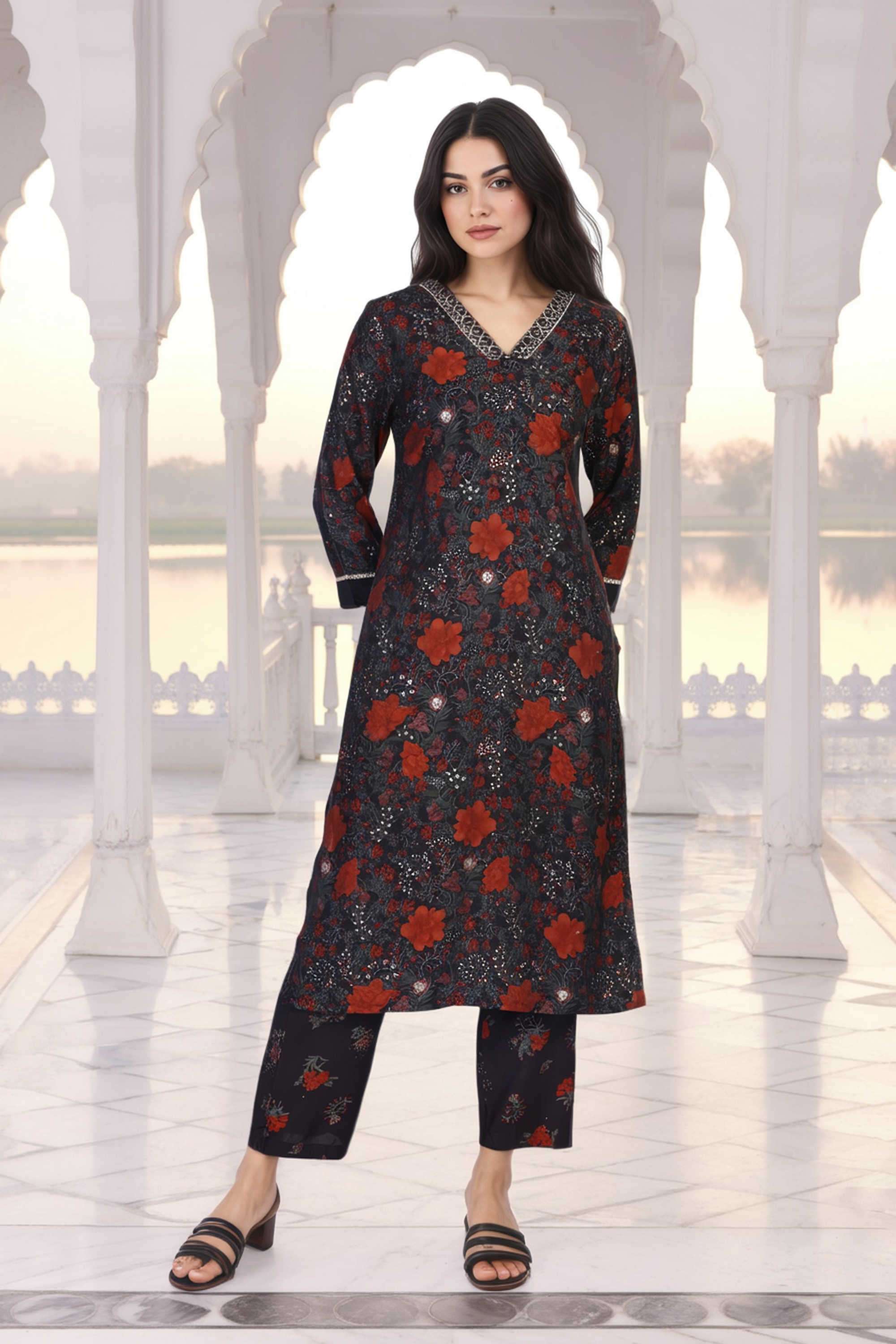 Textured-Blended-Fabric-Women-s-Festive-Wear-Kurta