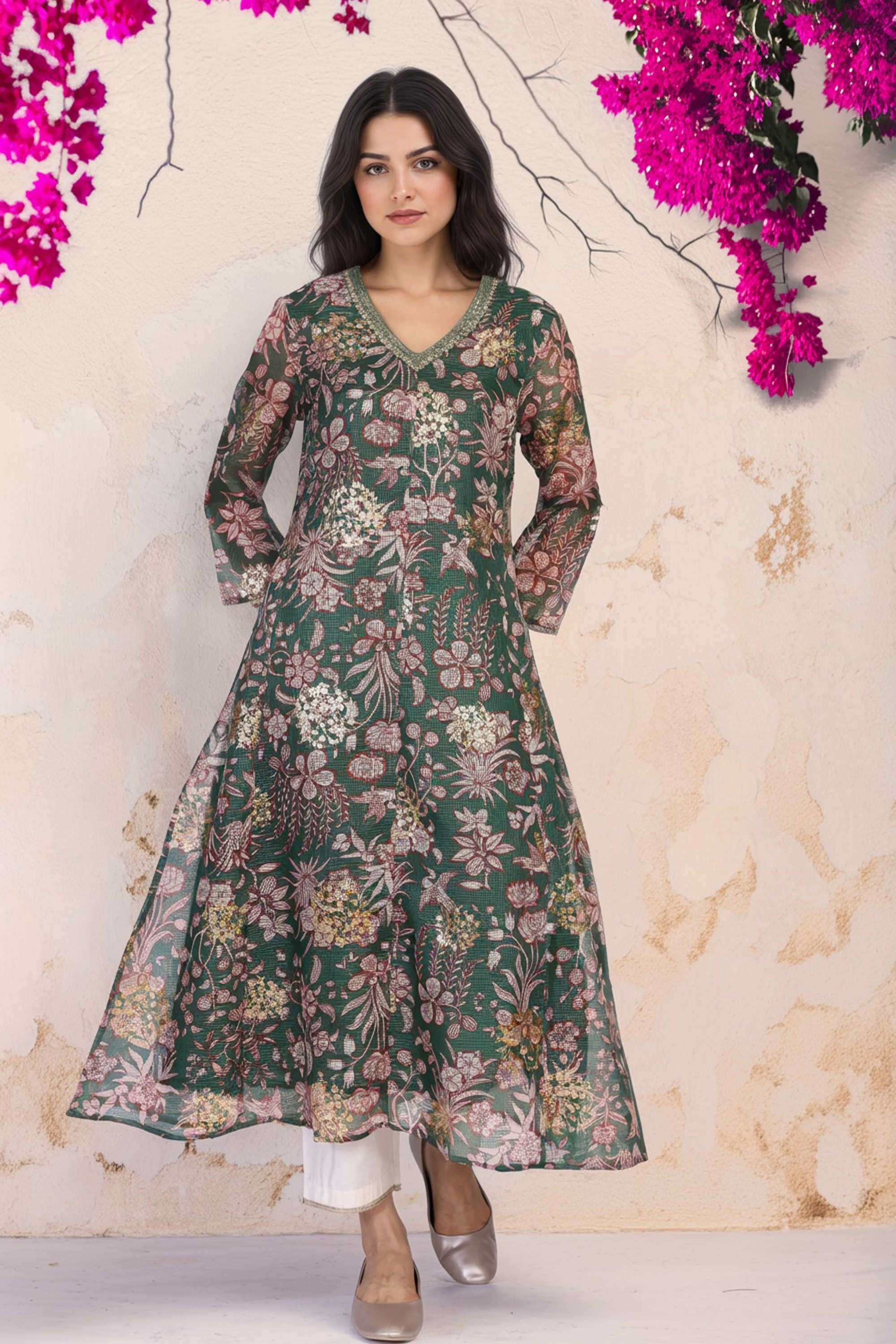 Printed-Blended-Fabric-Women-s-Festive-Wear-Kurta