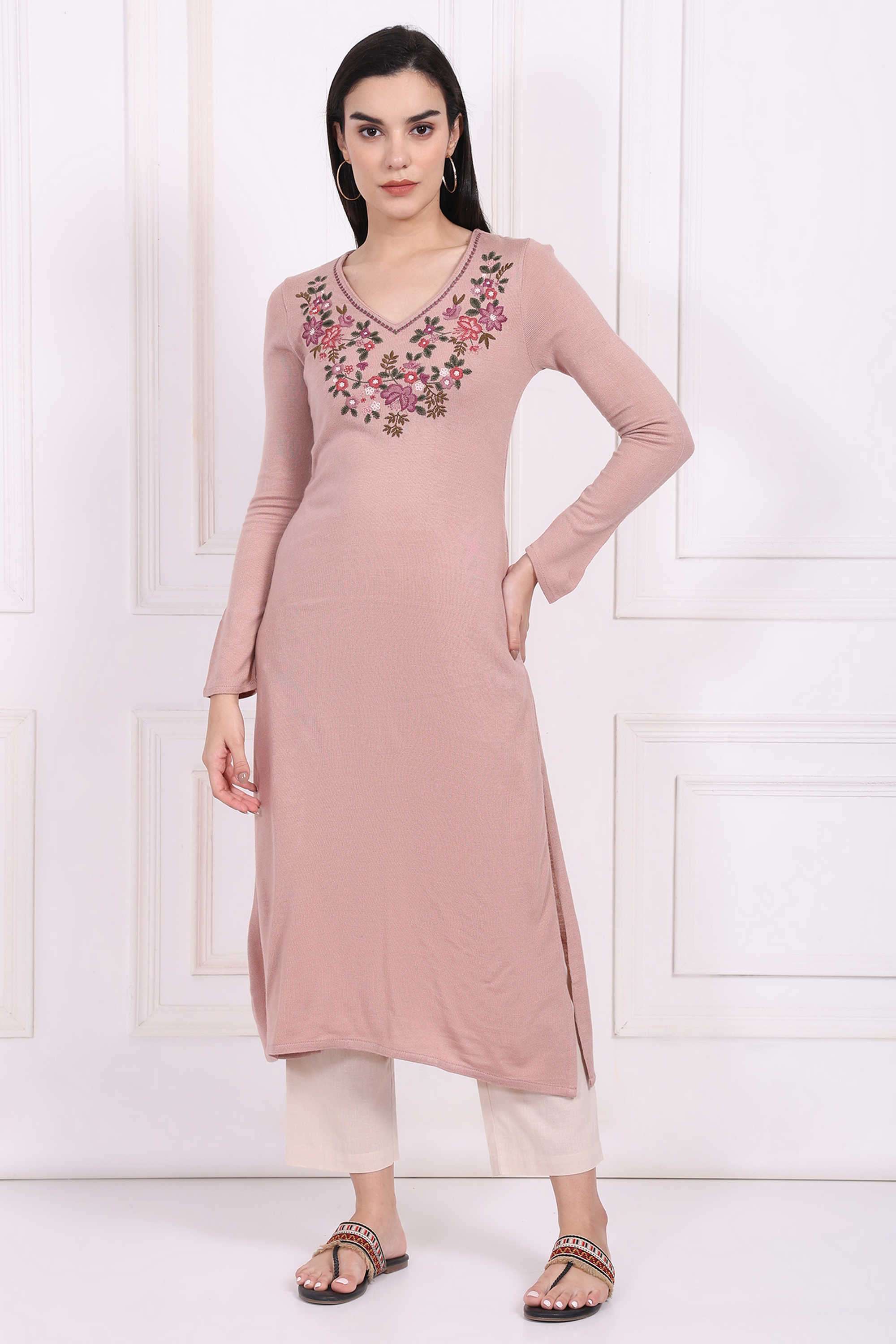 Embroidered-Acrylic-Women-s-Festive-Wear-Kurta