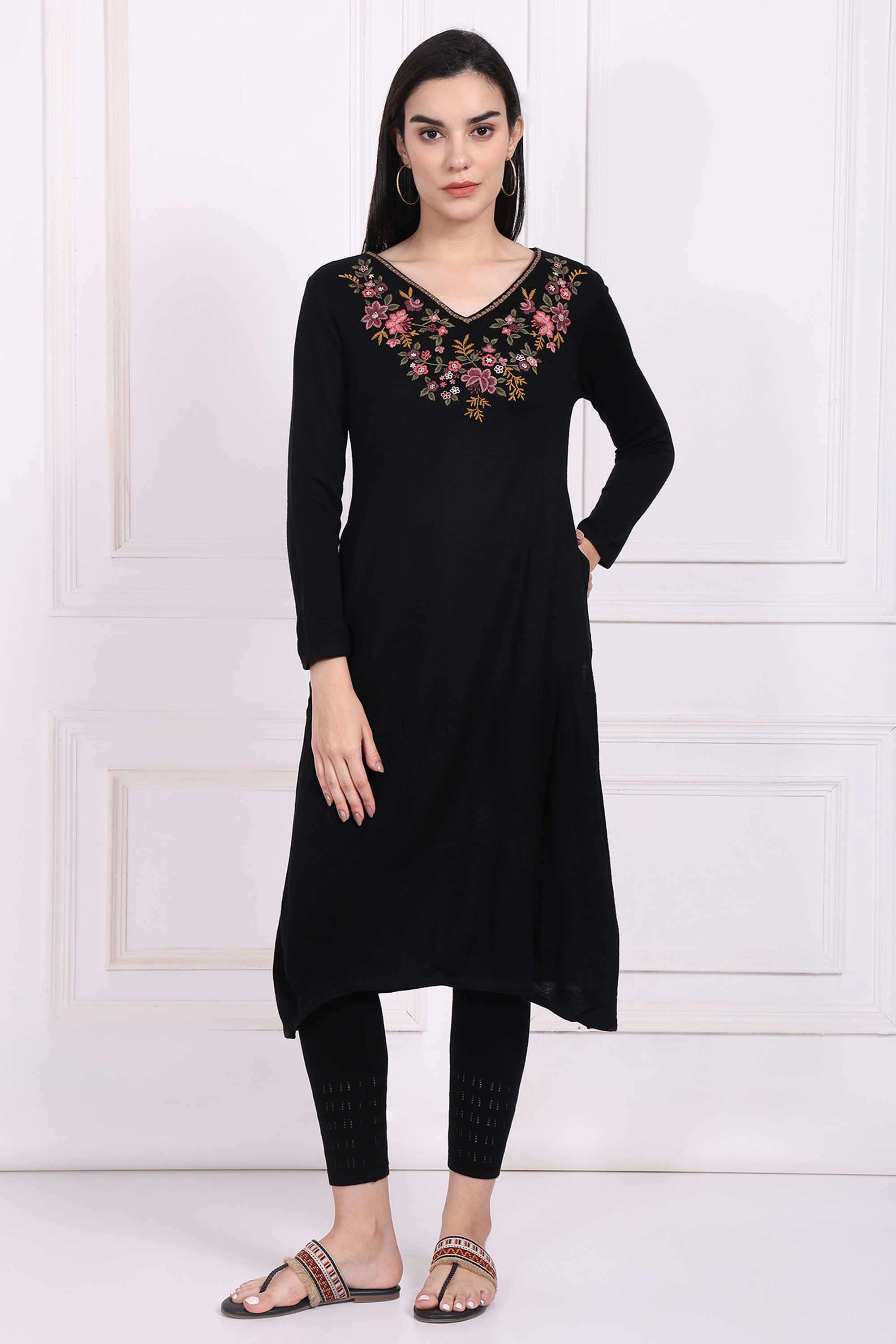 Embroidered-Acrylic-Women-s-Festive-Wear-Kurta
