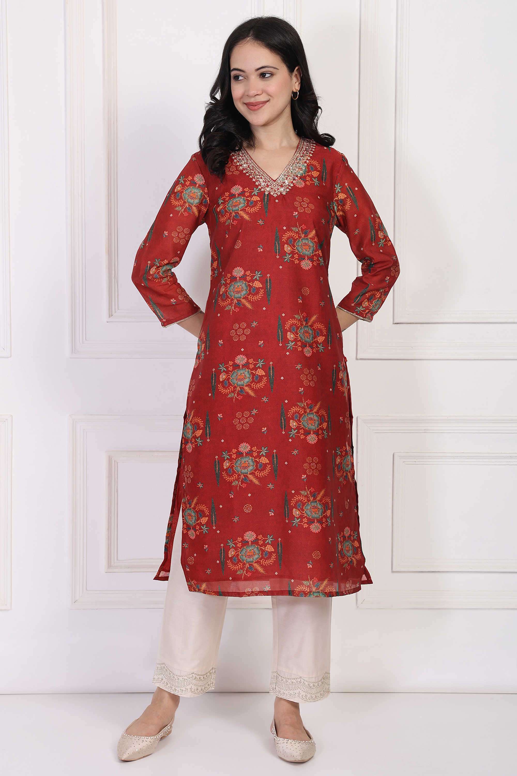 Textured-Blended-Fabric-Women-s-Festive-Wear-Kurta