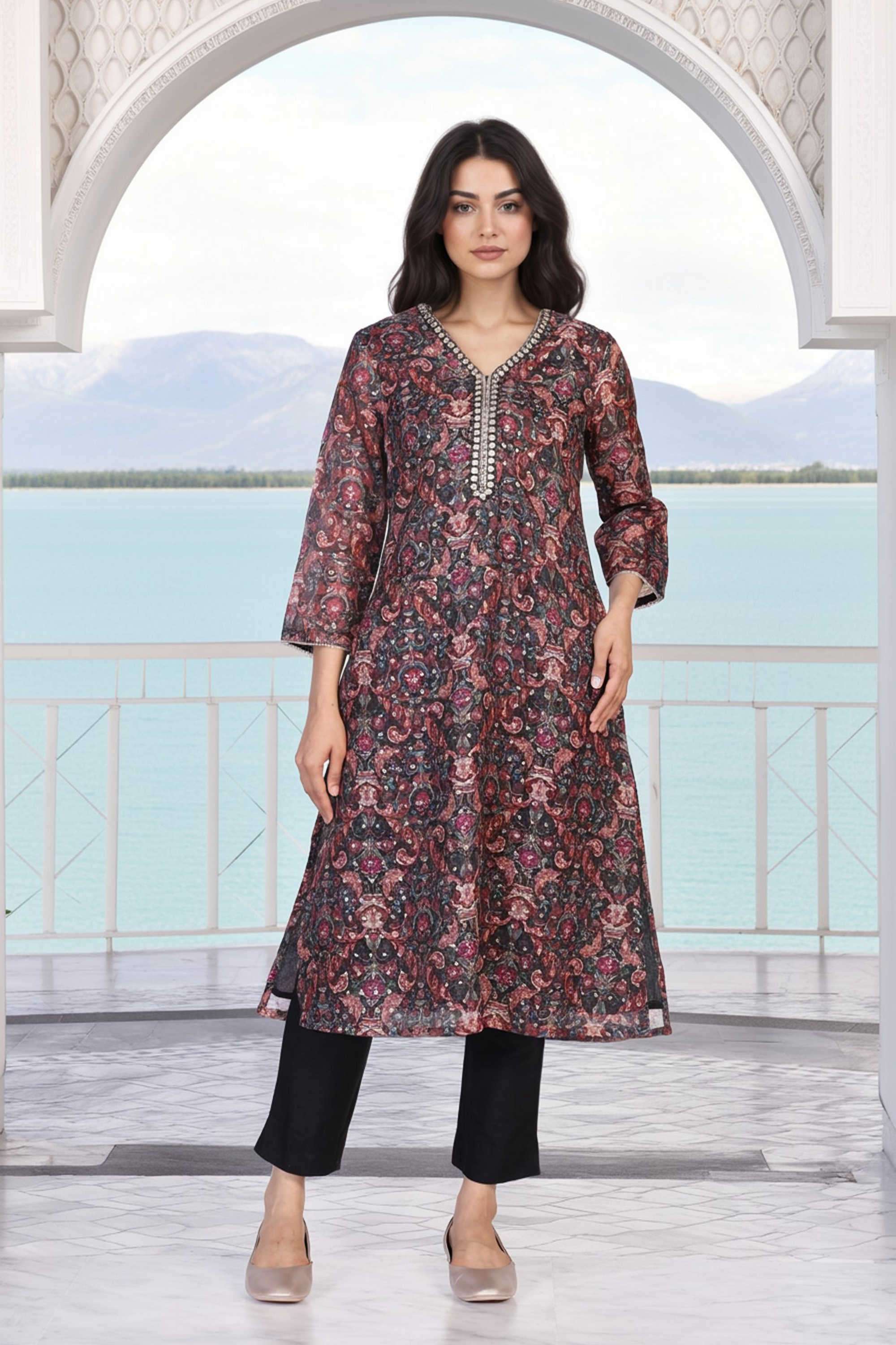 Textured-Blended-Fabric-Women-s-Festive-Wear-Kurta