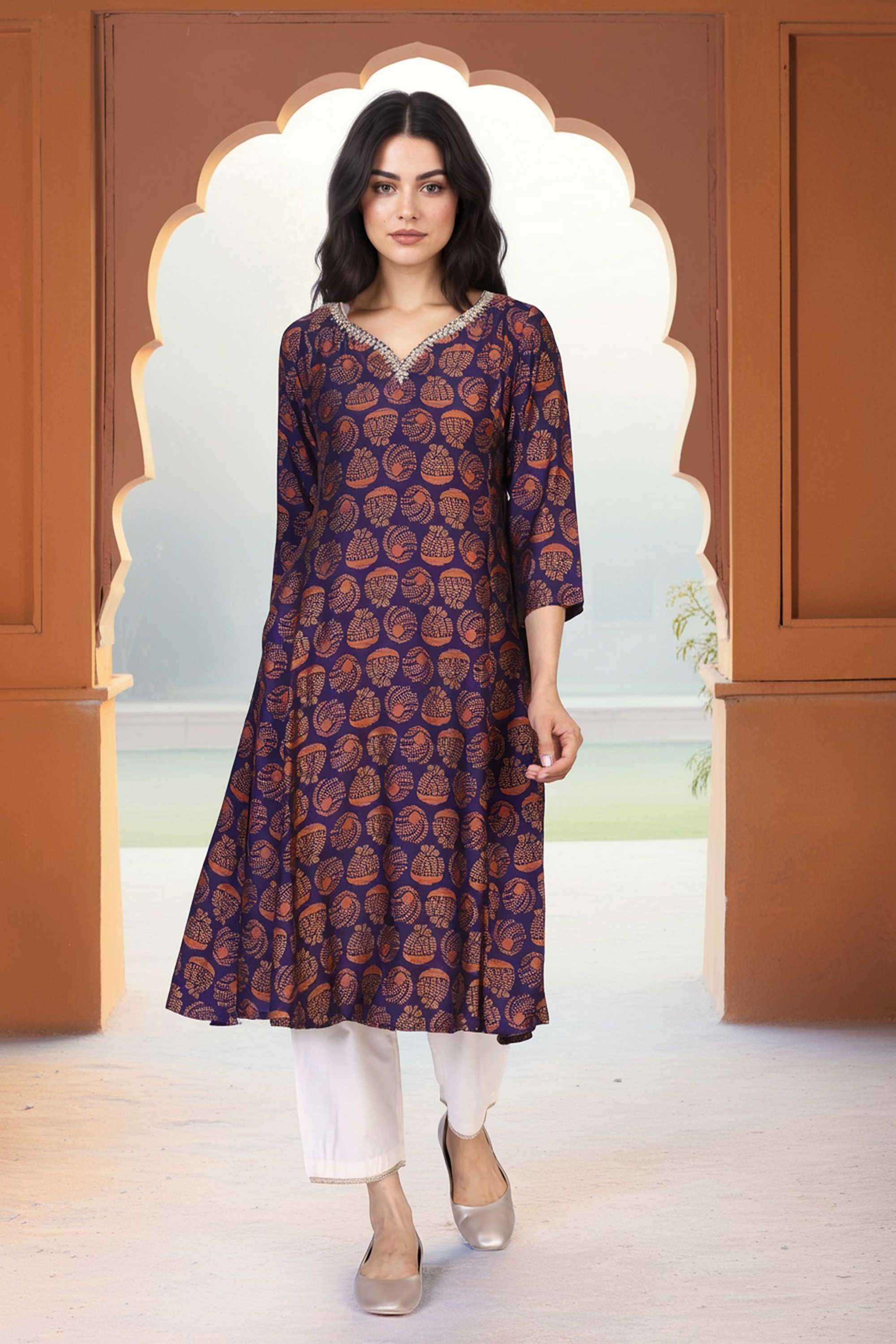 Printed-Blended-Fabric-Women-s-Festive-Wear-Kurta