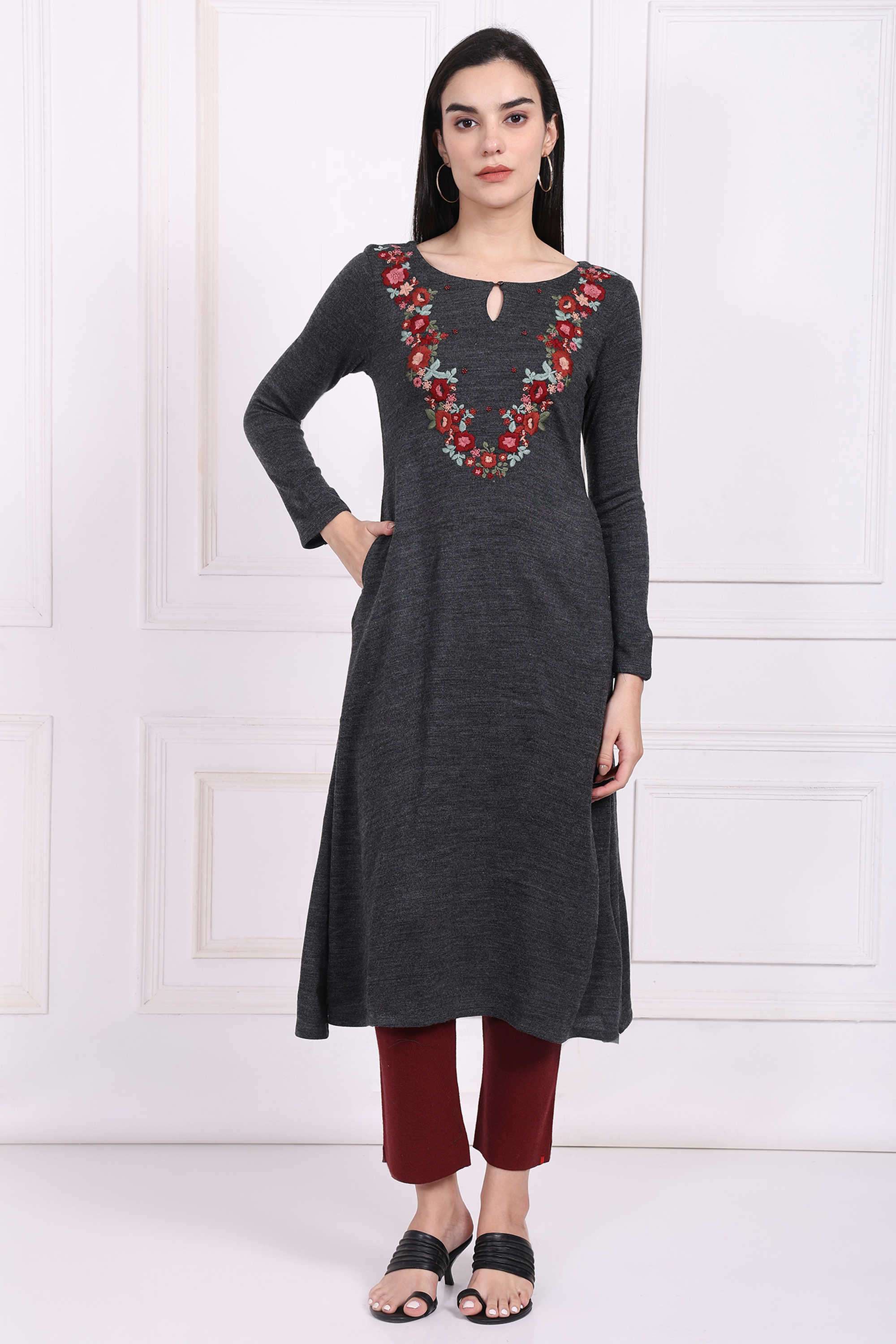 Embroidered-Blended-Fabric-Women-s-Festive-Wear-Kurta