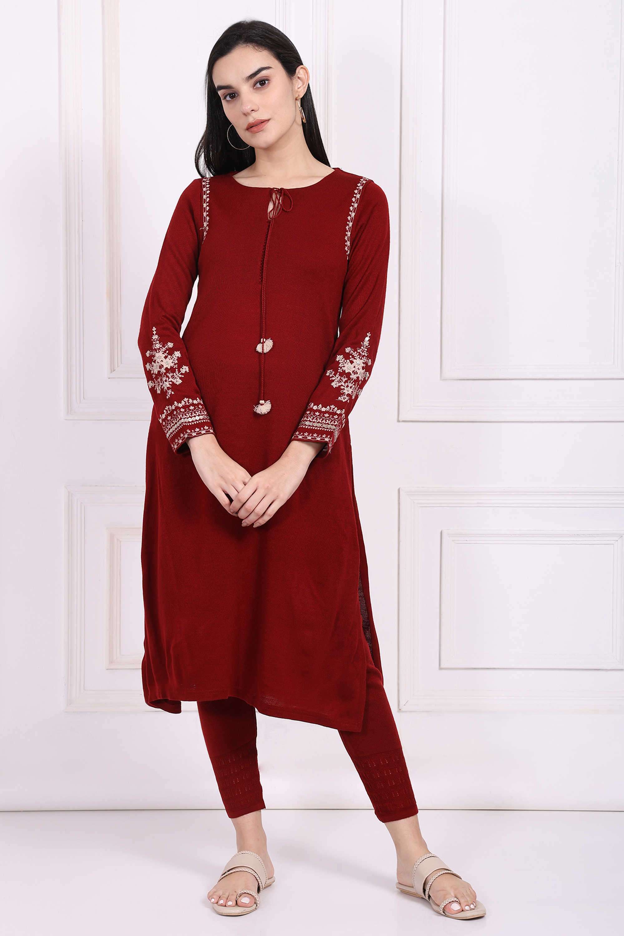 Embroidered-Acrylic-Women-s-Festive-Wear-Kurta