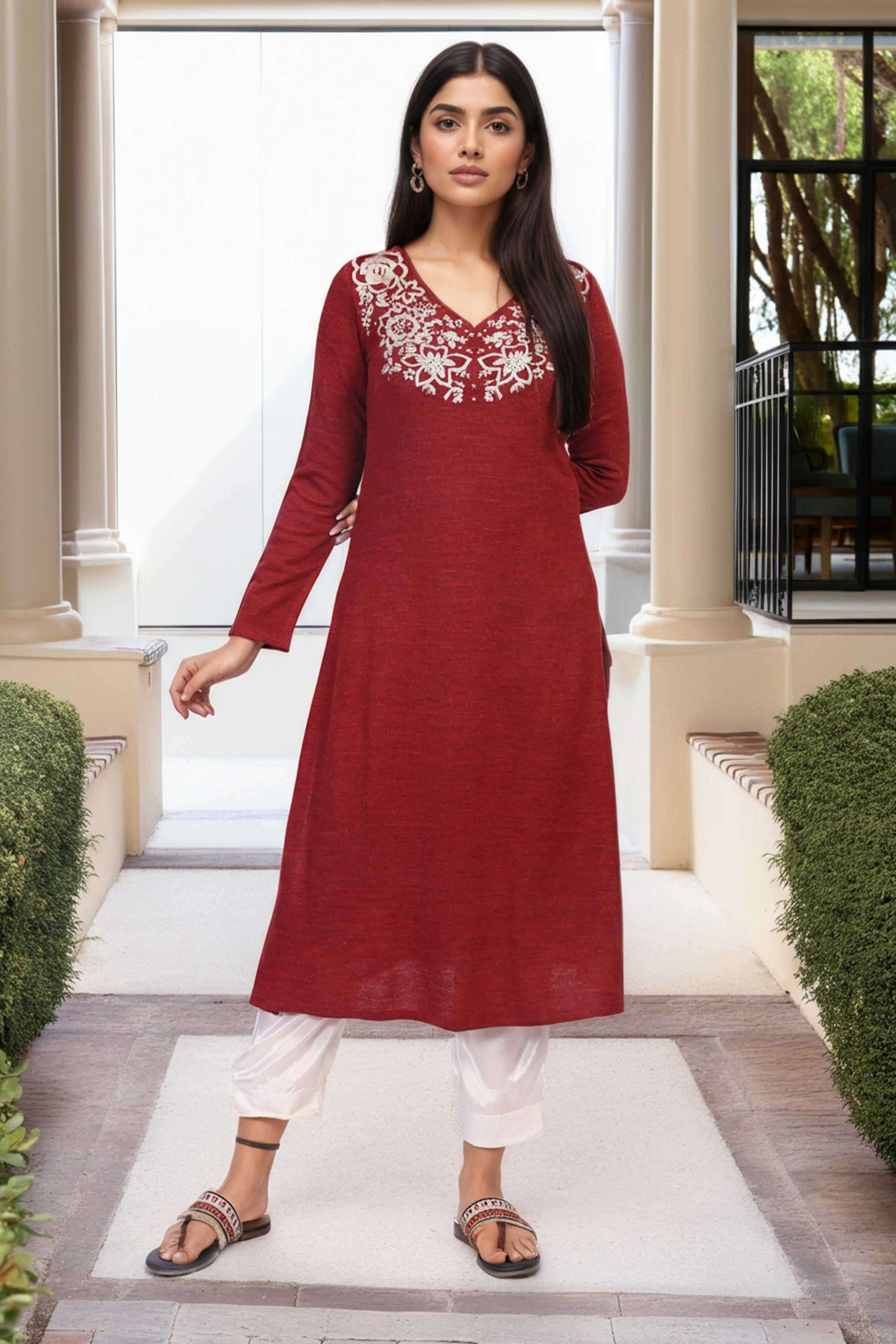 Embroidered-Blended-Fabric-Women-s-Festive-Wear-Kurta