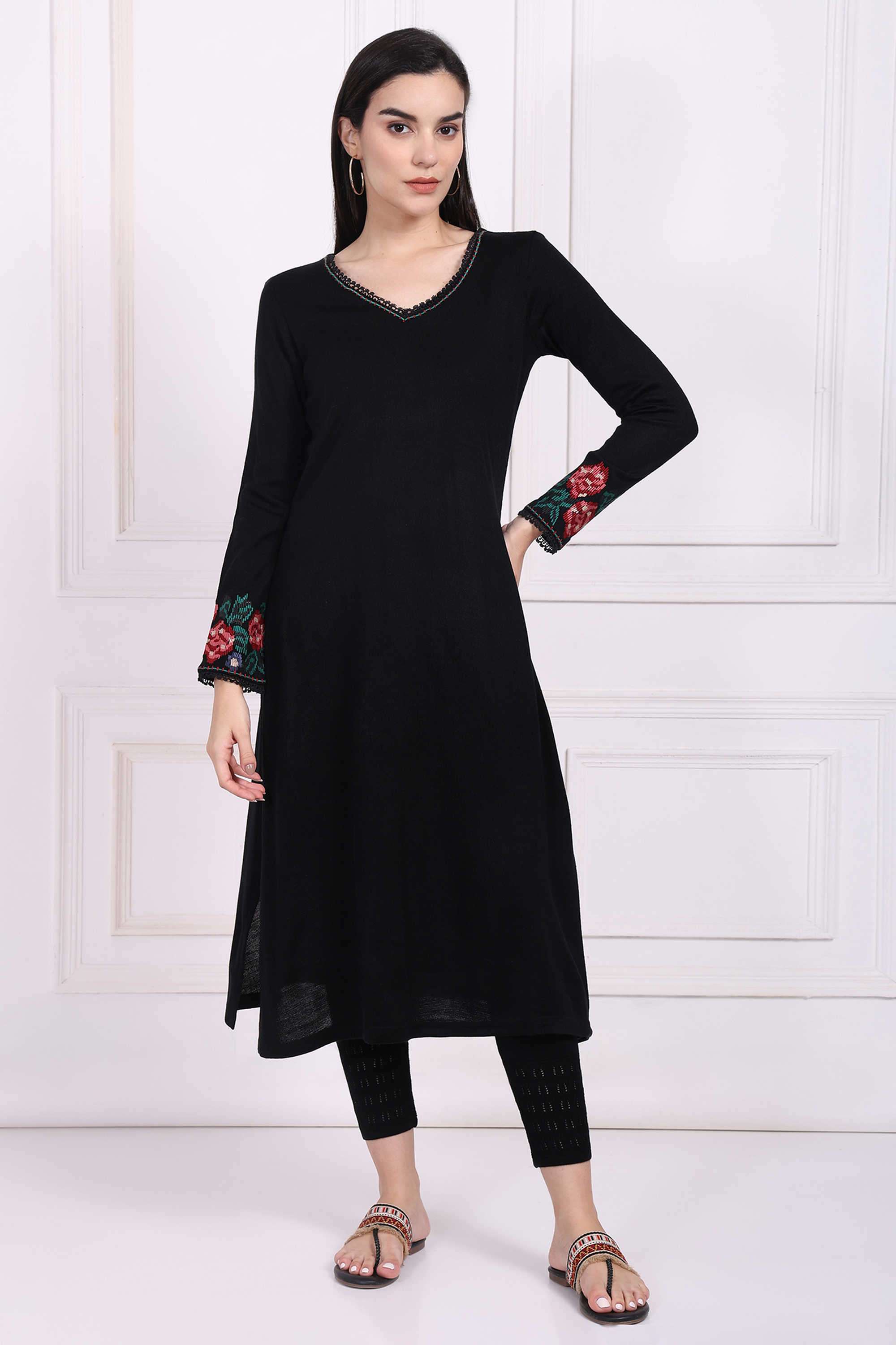Embroidered-Blended-Fabric-Women-s-Festive-Wear-Kurta