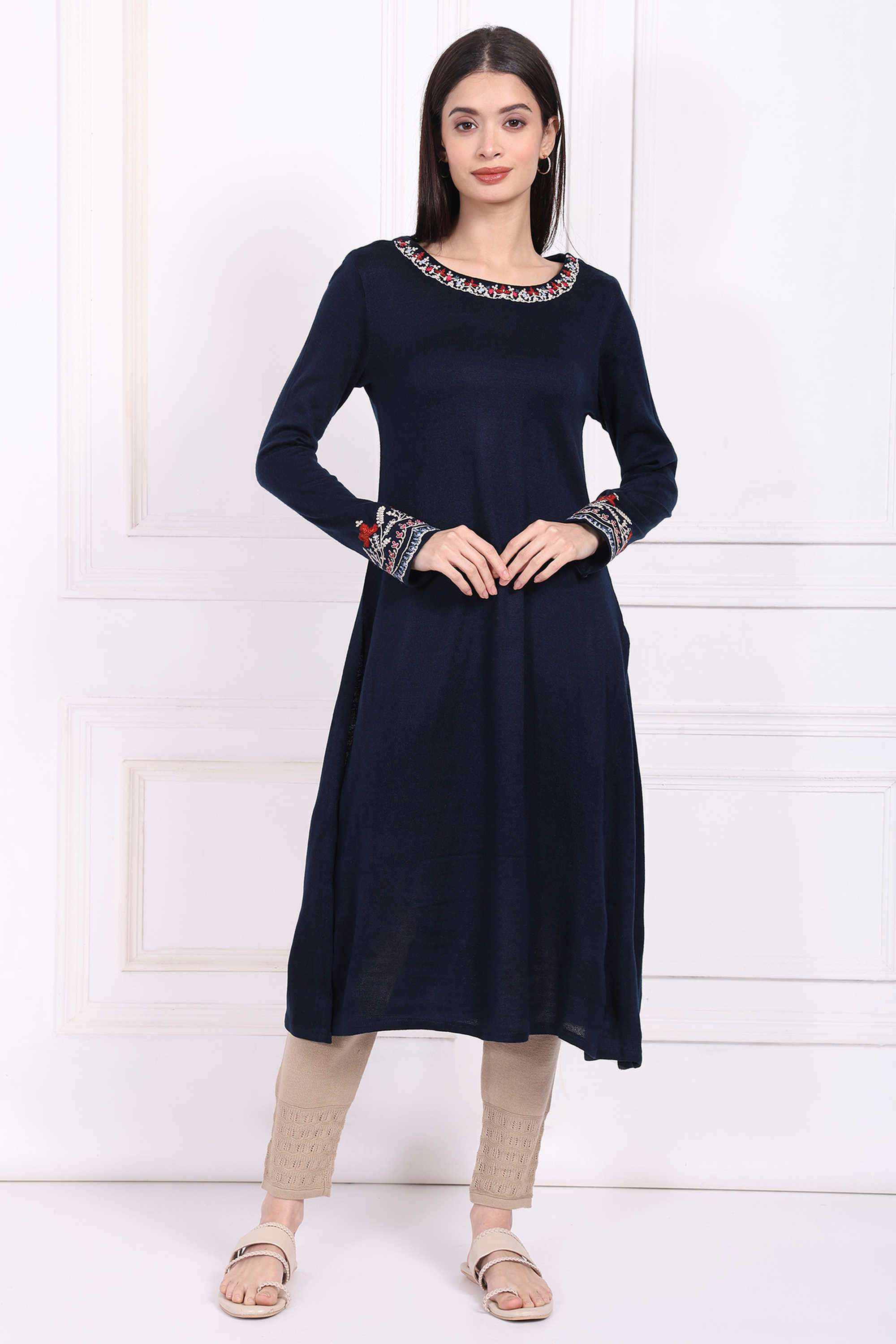 Textured-Blended-Fabric-Women-s-Festive-Wear-Kurta