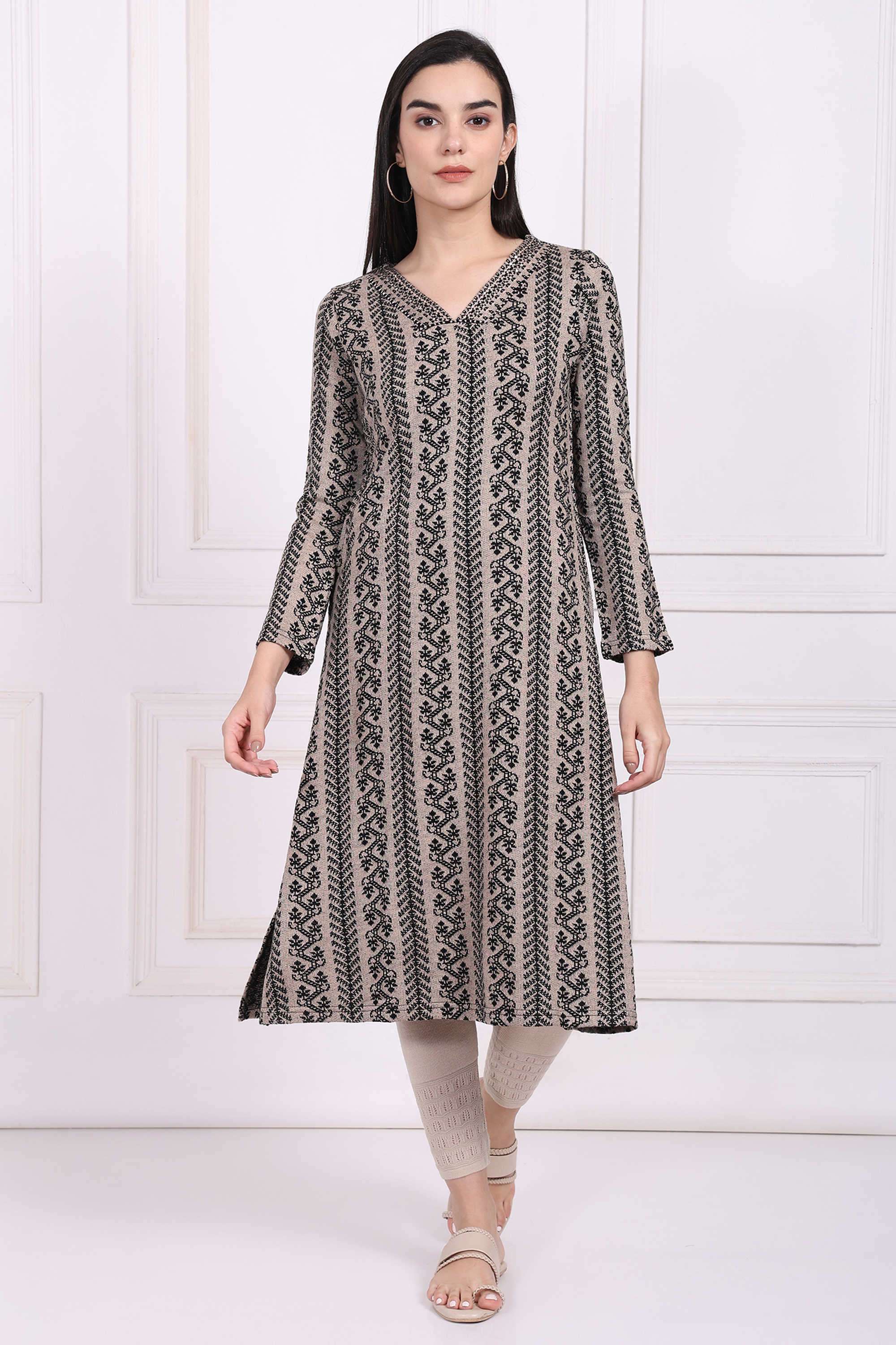 Geometric-Print-Acrylic-Women-s-Festive-Wear-Kurta