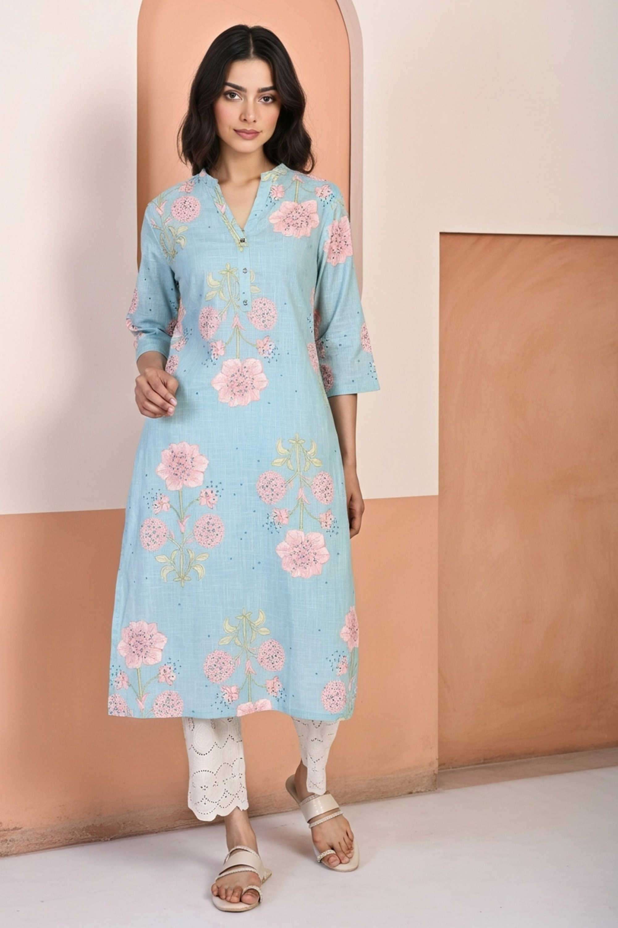 Textured-Cotton-Women-s-Festive-Wear-Kurta