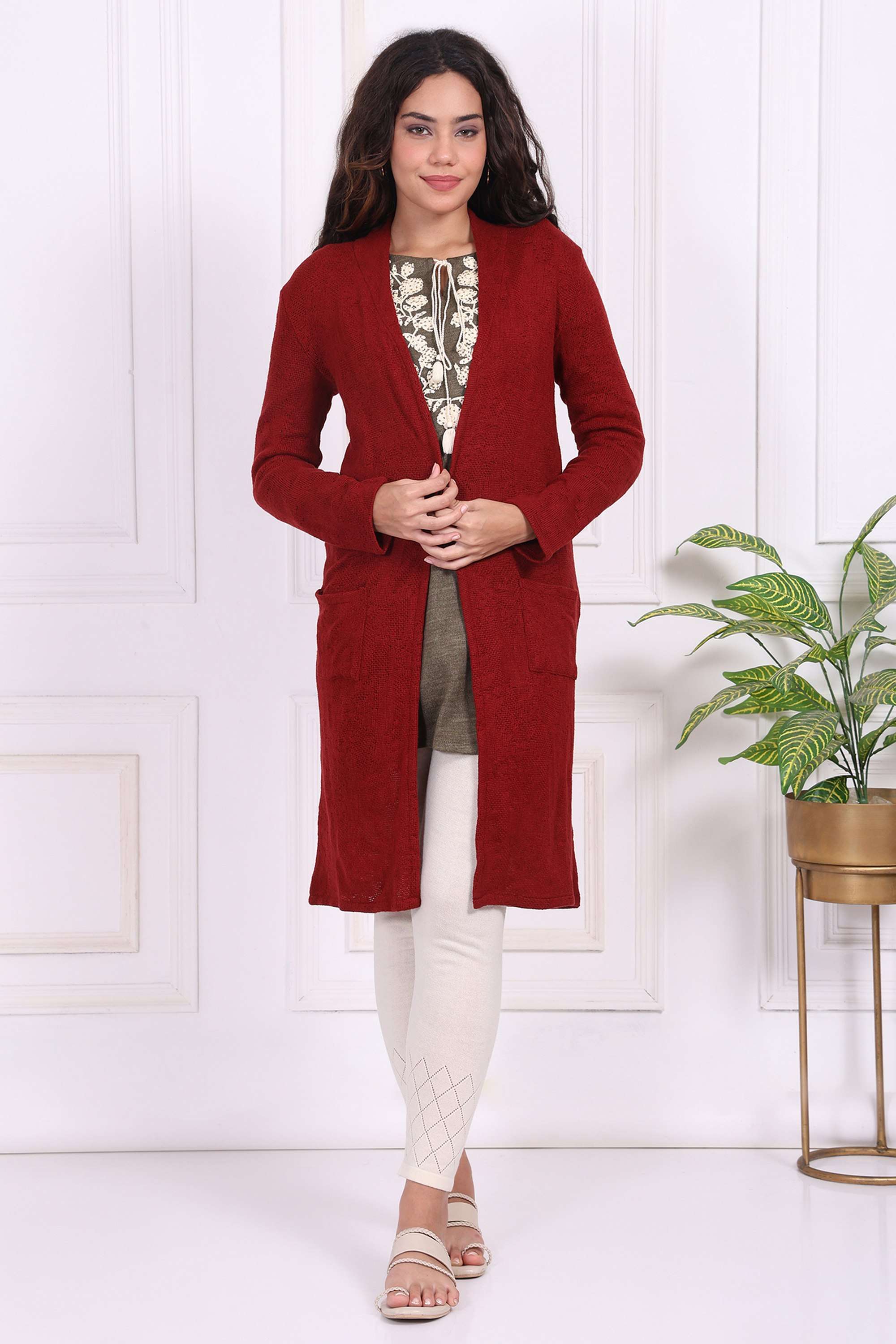 Textured-Blended-Fabric-Women-s-Cardigan