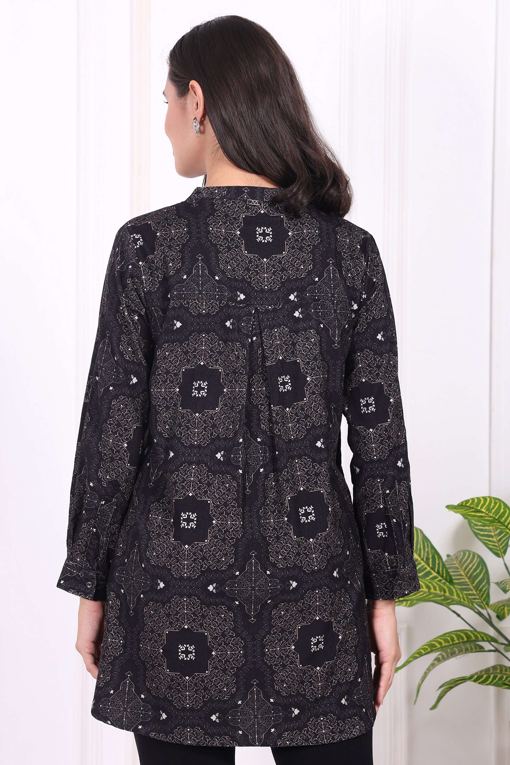 Geometric-Print-Cotton-Women-s-Shirt