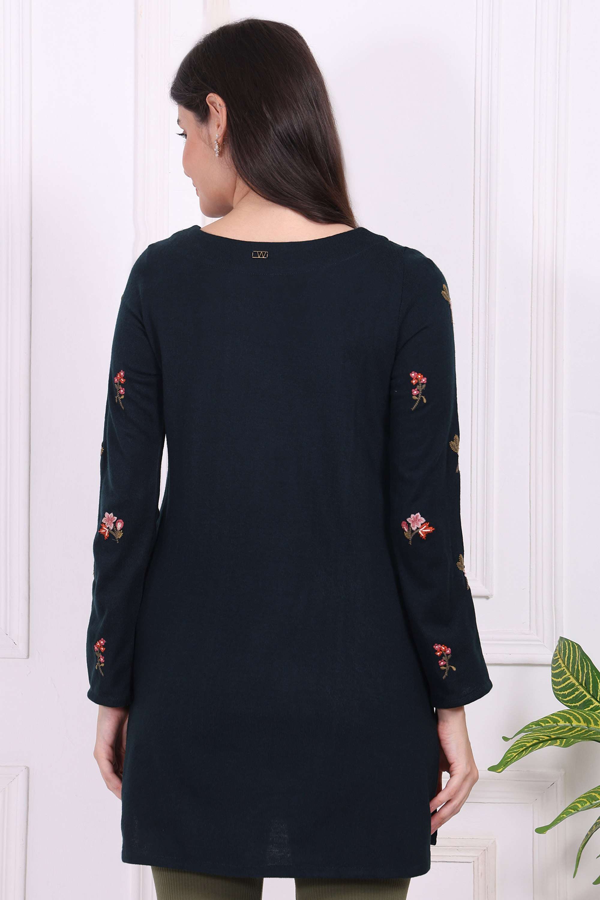 Floral-Acrylic-Round-Neck-Women-s-Tunic