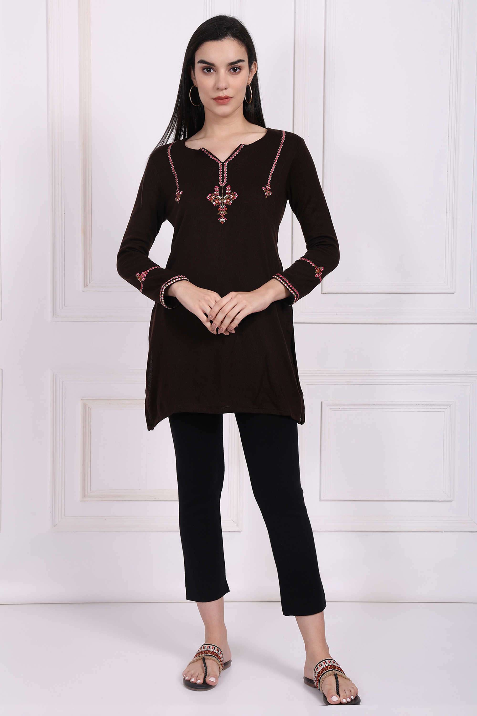 Embroidered-Blended-Fabric-Women-s-Festive-Wear-Tunic