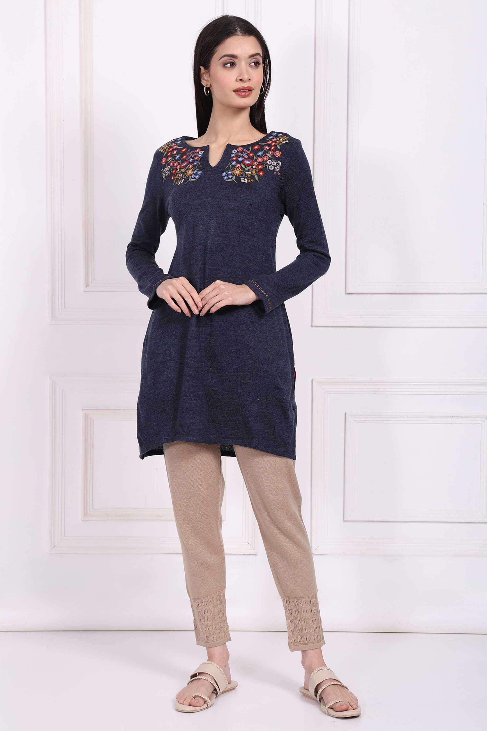Embroidered-Blended-Fabric-Women-s-Festive-Wear-Tunic