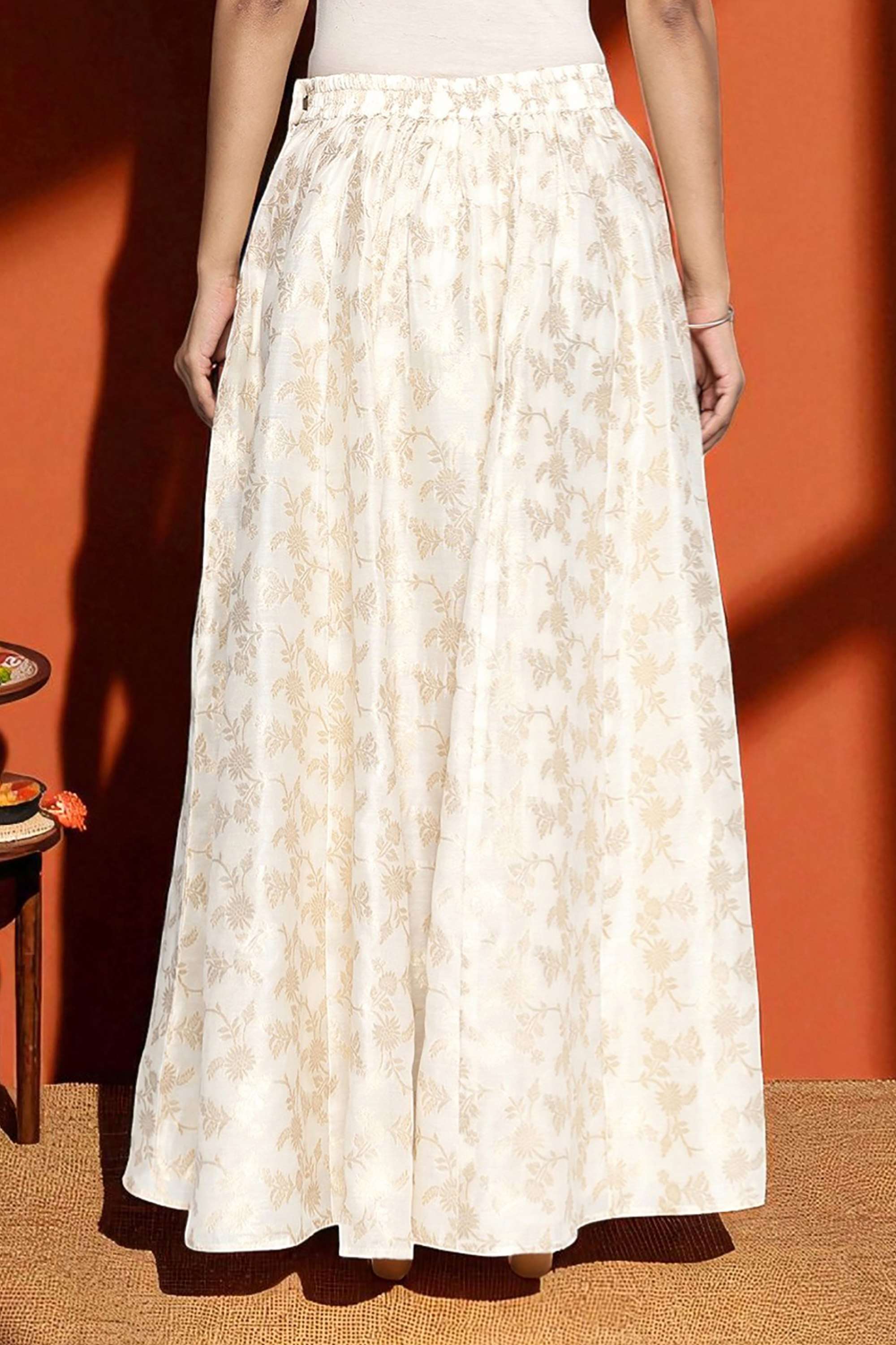 Floral-Polyester-Women-s-Fusion-Wear-Skirts