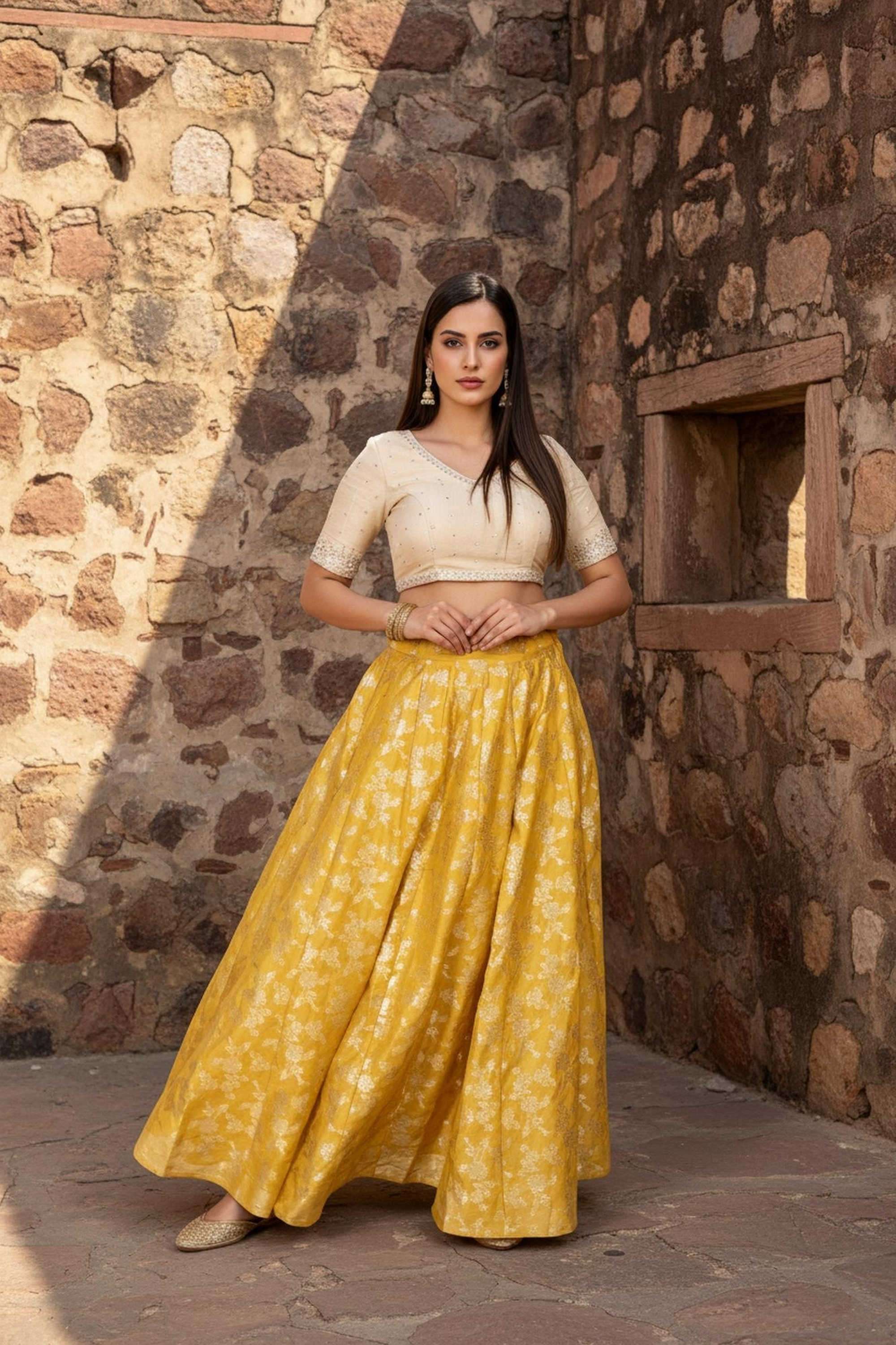 Textured-Blended-Fabric-Women-s-Festive-Wear-Skirts