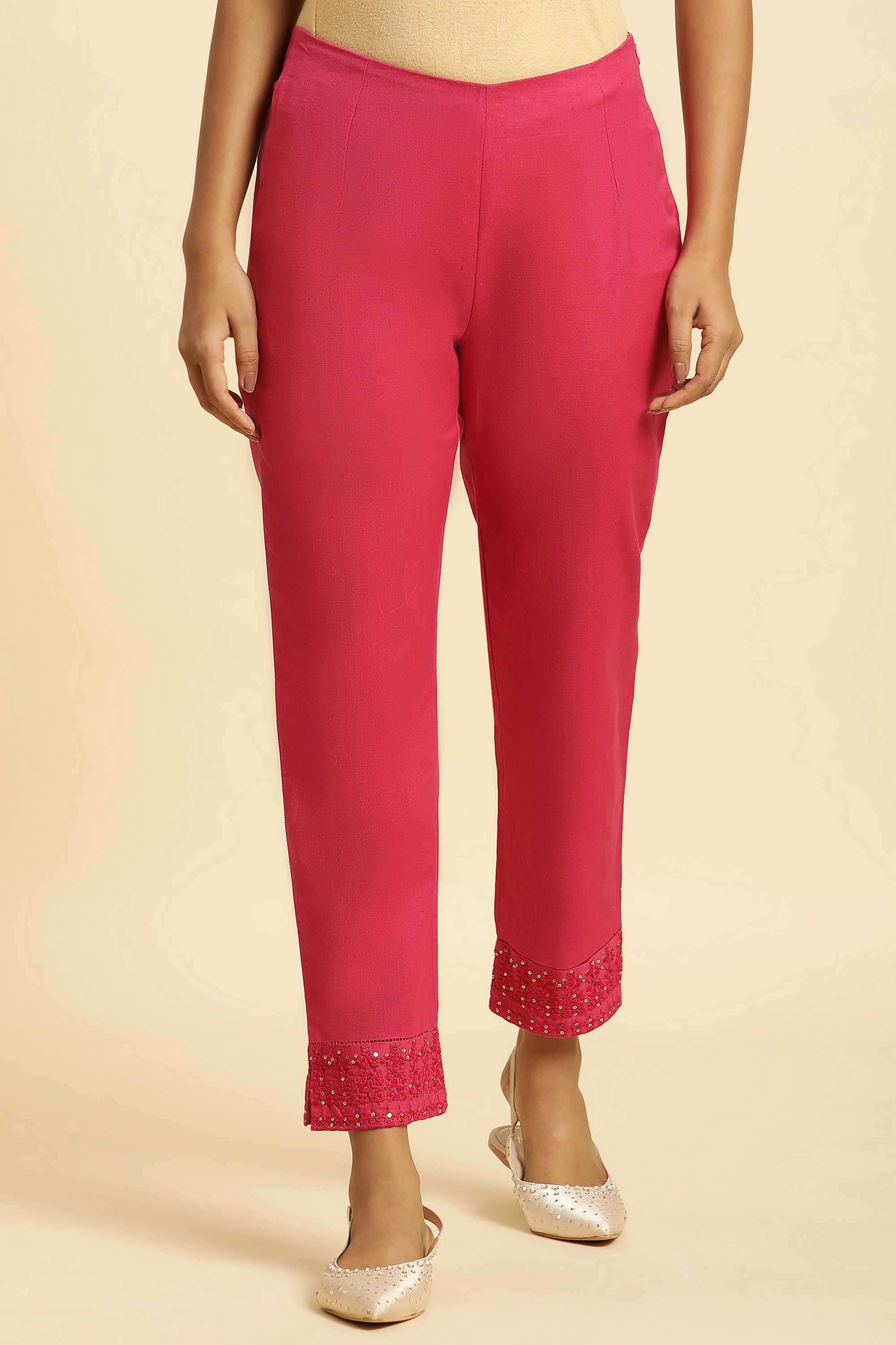 Solid-Blended-Fabric-Women-s-Festive-Wear-Pants
