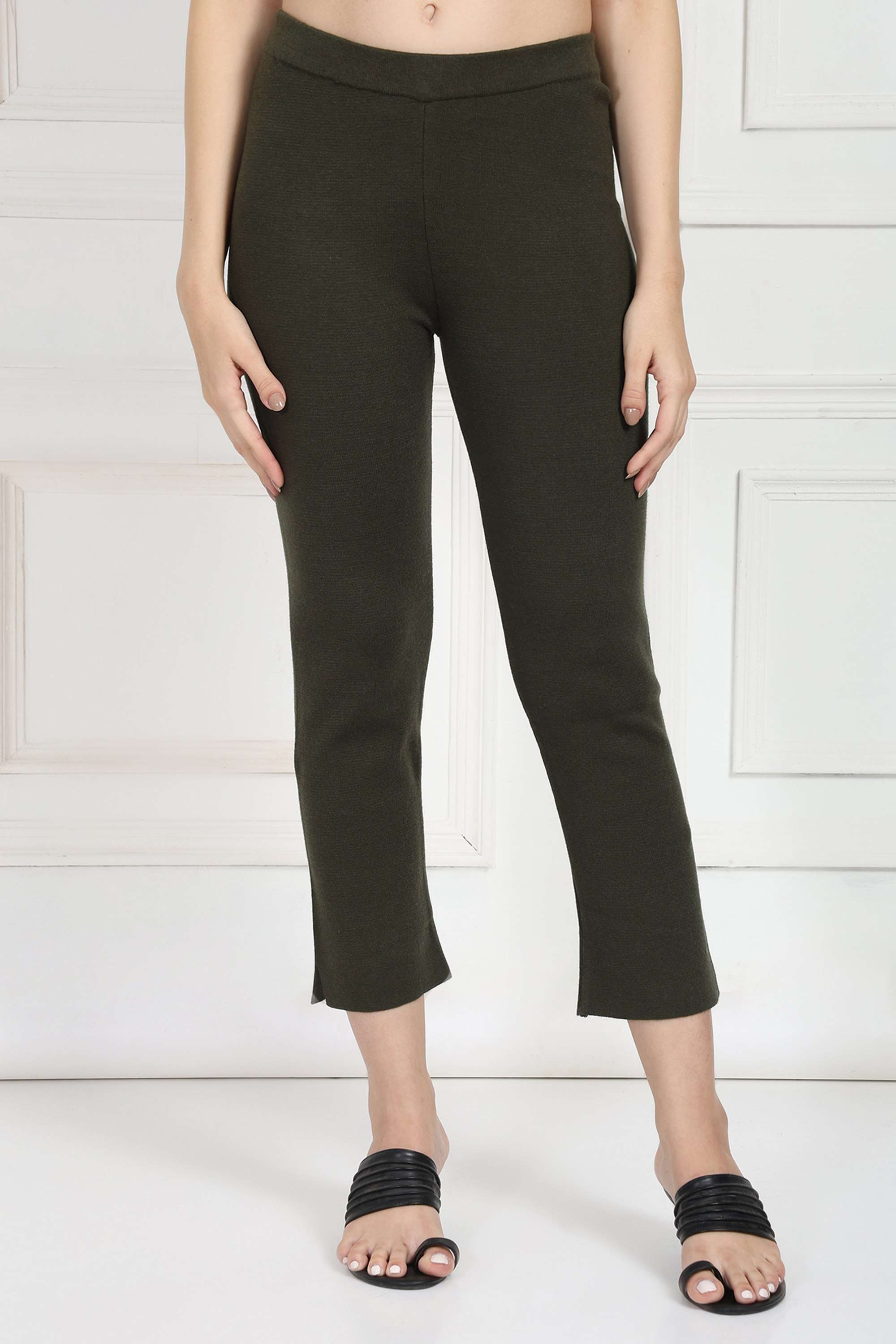 Solid-Slim-Fit-Blended-Fabric-Women-s-Casual-Wear-Pants