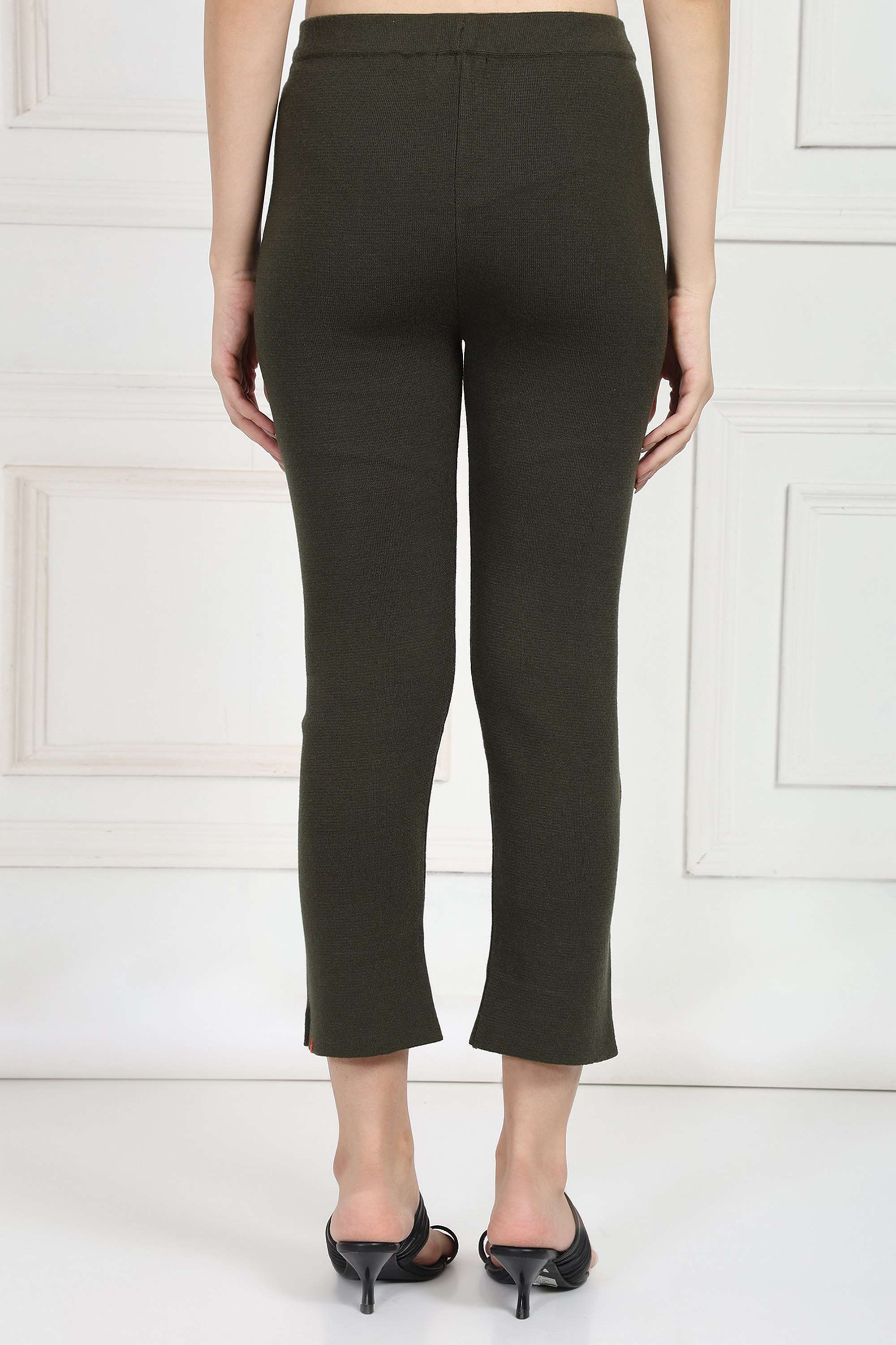 Solid-Slim-Fit-Blended-Fabric-Women-s-Casual-Wear-Pants
