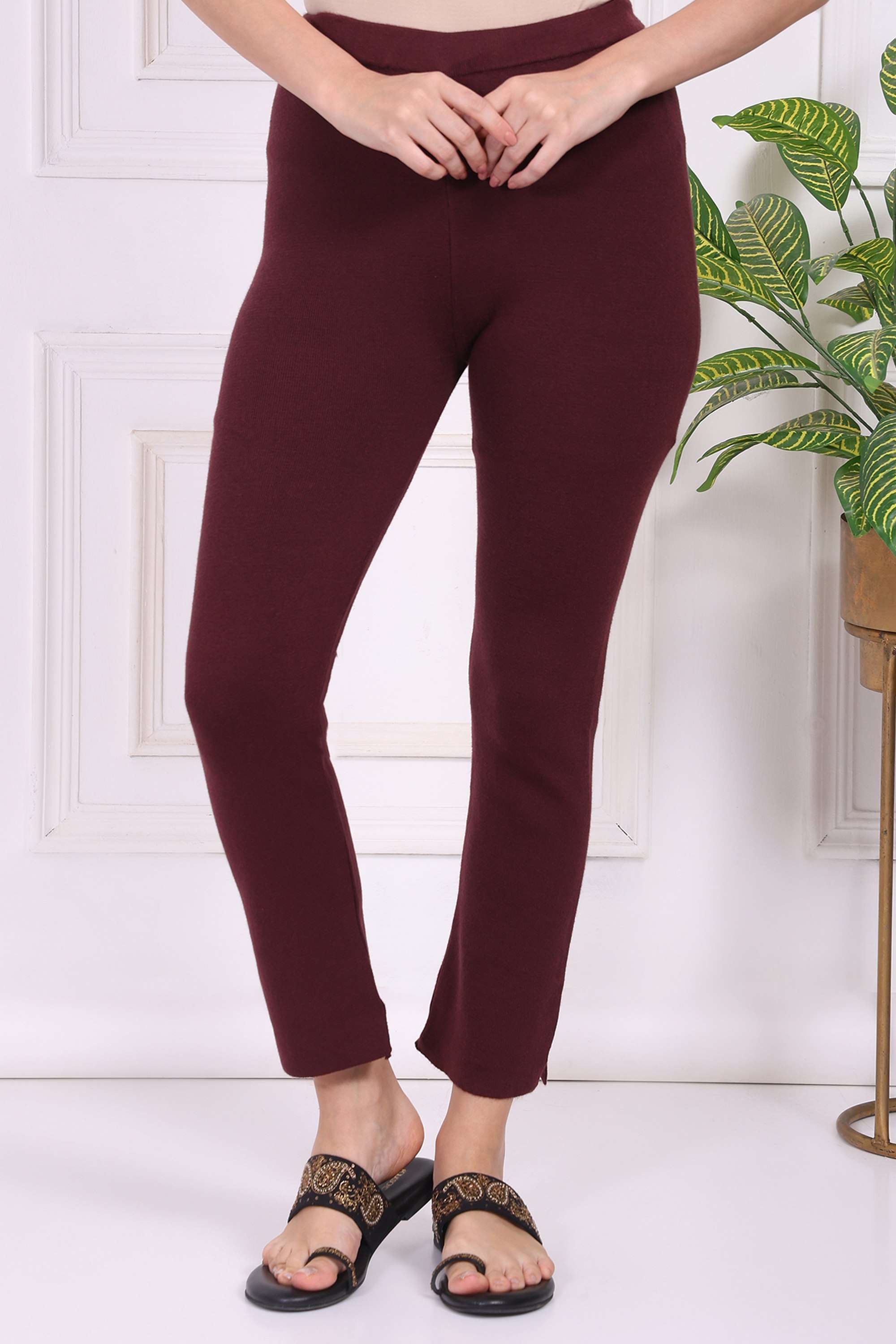 Solid-Slim-Fit-Blended-Fabric-Women-s-Casual-Wear-Pants