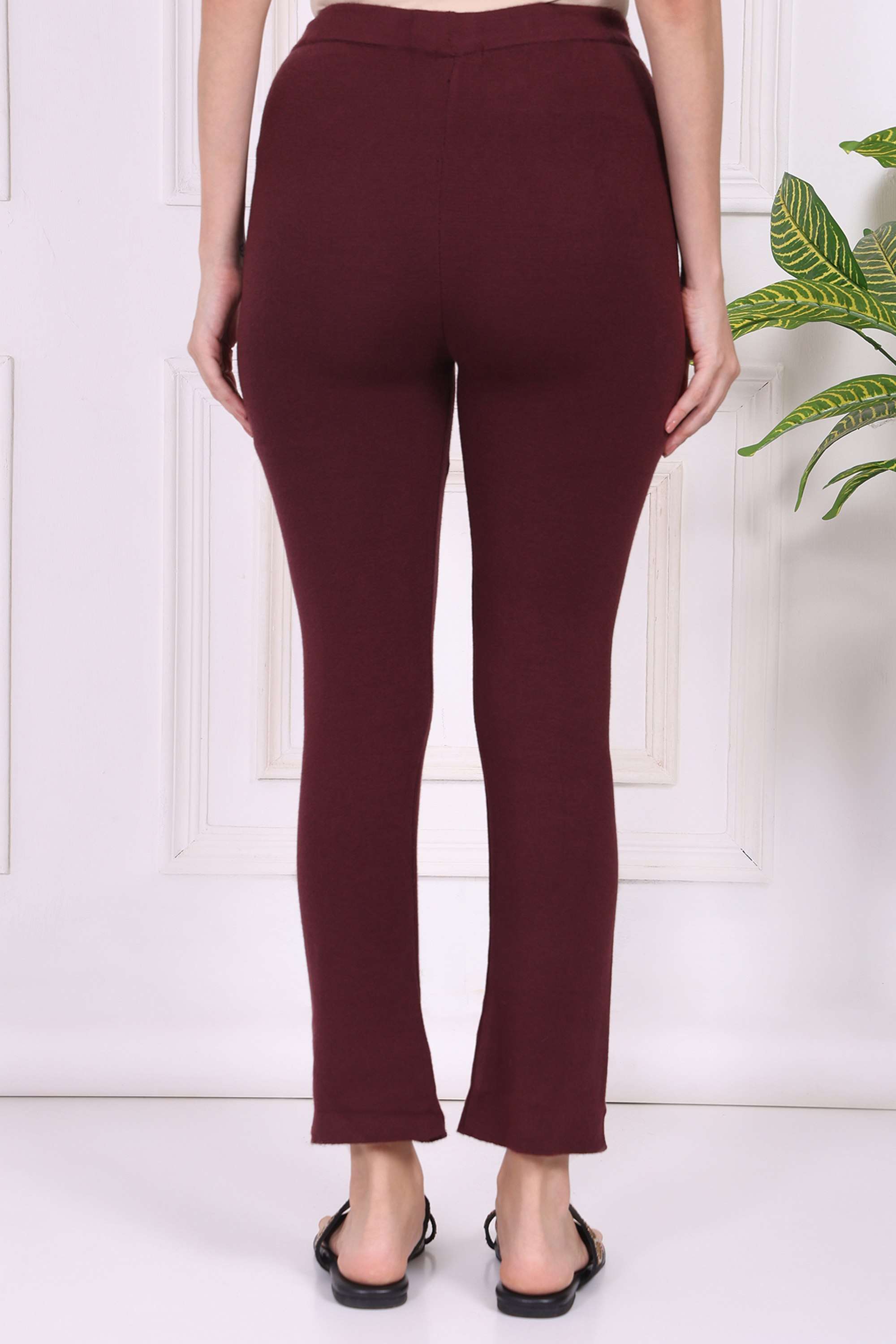 Solid-Slim-Fit-Blended-Fabric-Women-s-Casual-Wear-Pants