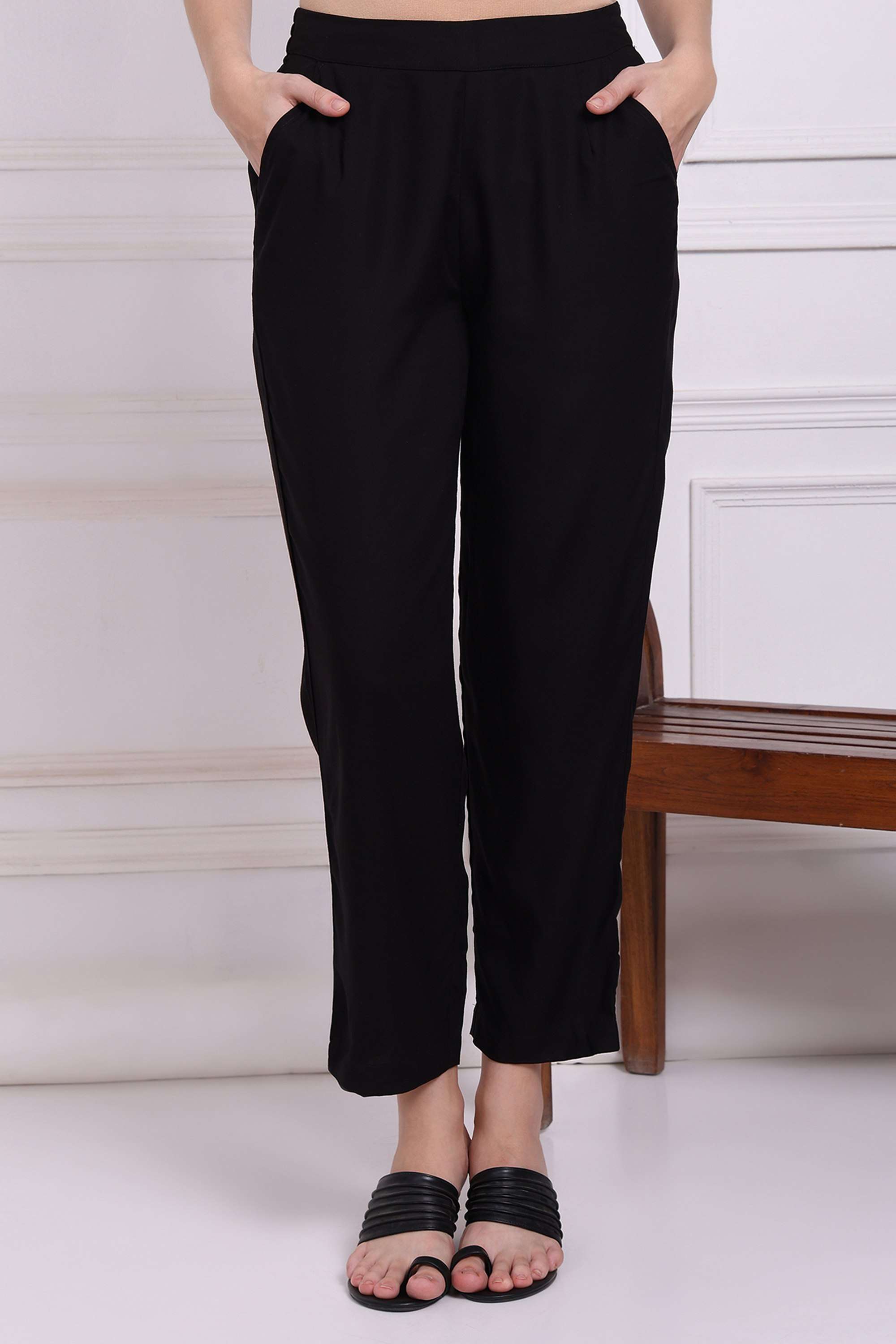 Solid-Regular-Fit-Viscose-Women-s-Fusion-Wear-Pants