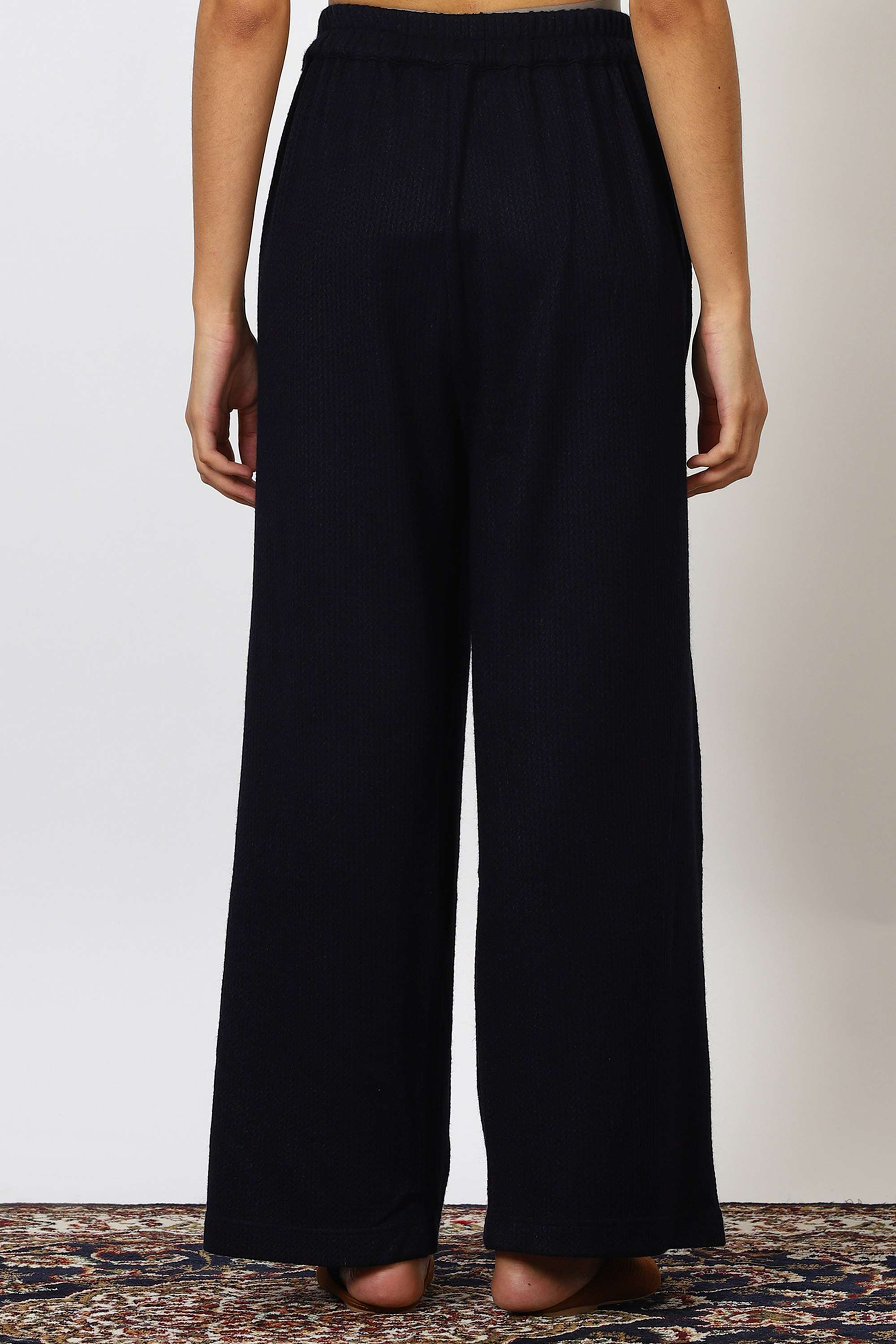 Solid-Relaxed-Fit-Blended-Fabric-Women-s-Casual-Wear-Pants