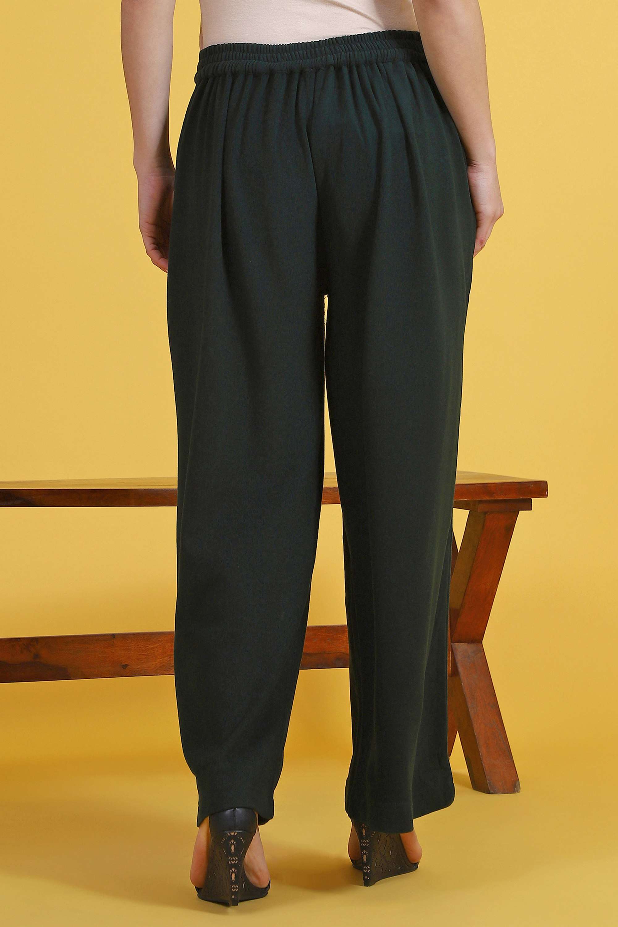 Solid-Regular-Fit-Blended-Fabric-Women-s-Casual-Wear-Pants